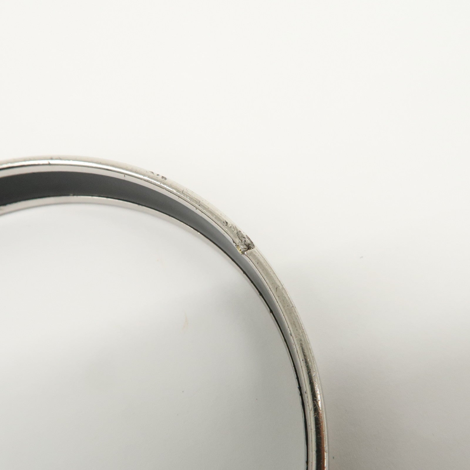 HERMES Email PM Silver Plated Bracelet Bangle Black Silver