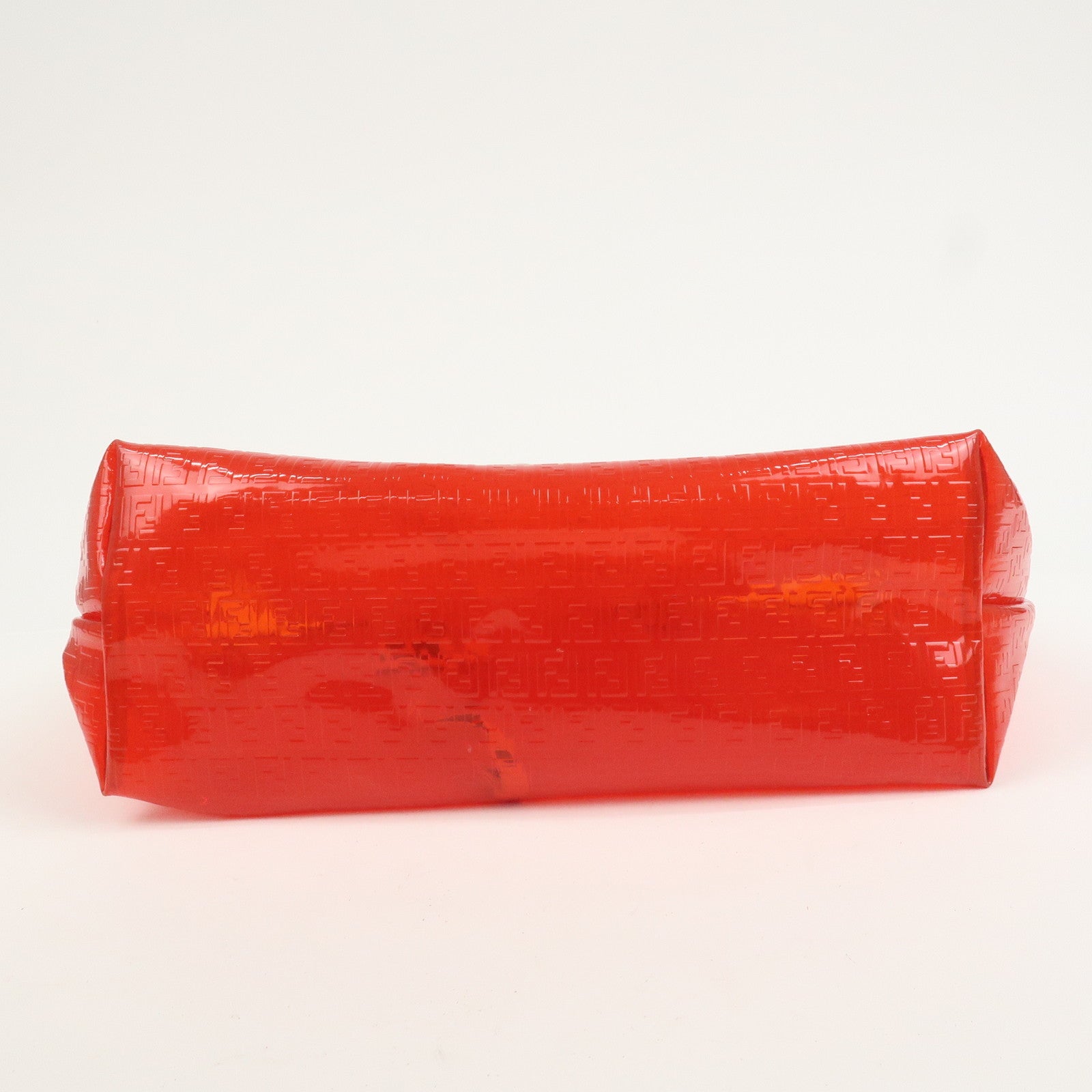 FENDI Zucchino Plastic Leather Tote Bag Shoulder Bag Orange 8BH005