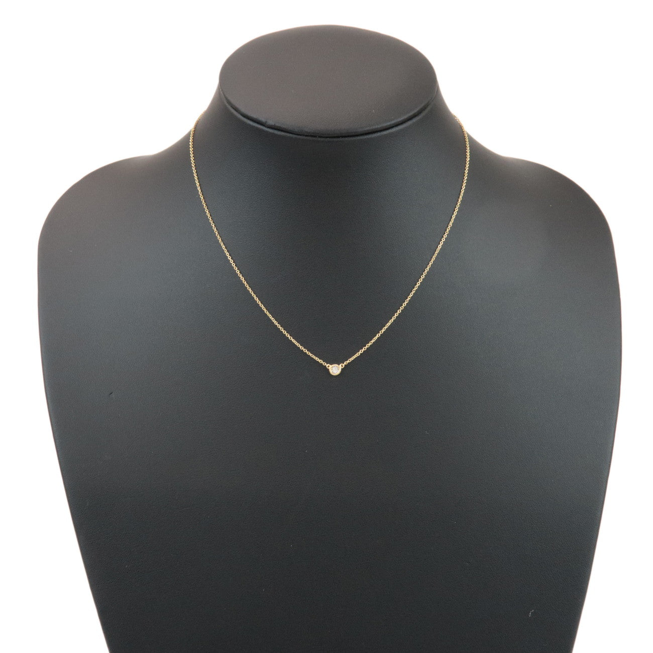 Tiffany & Co By The Yard 1P Diamond Necklace K18 750YG Yellow Gold