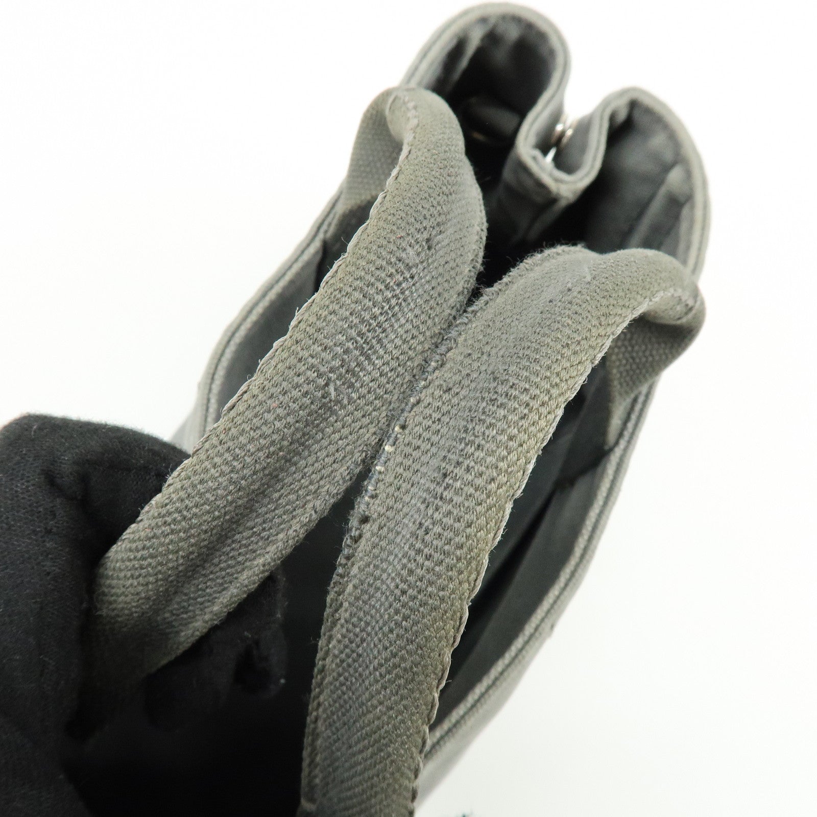 PRADA Canapa Mini Canvas 2Way Bag Hand Shoulder Bag Gray 1BG439