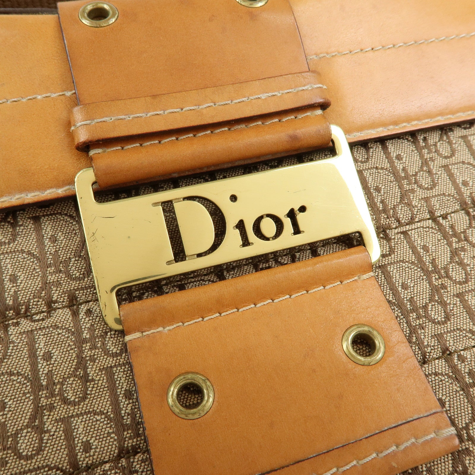 Christian Dior Trotter Street Chic Canvas Leather Shoulder Bag