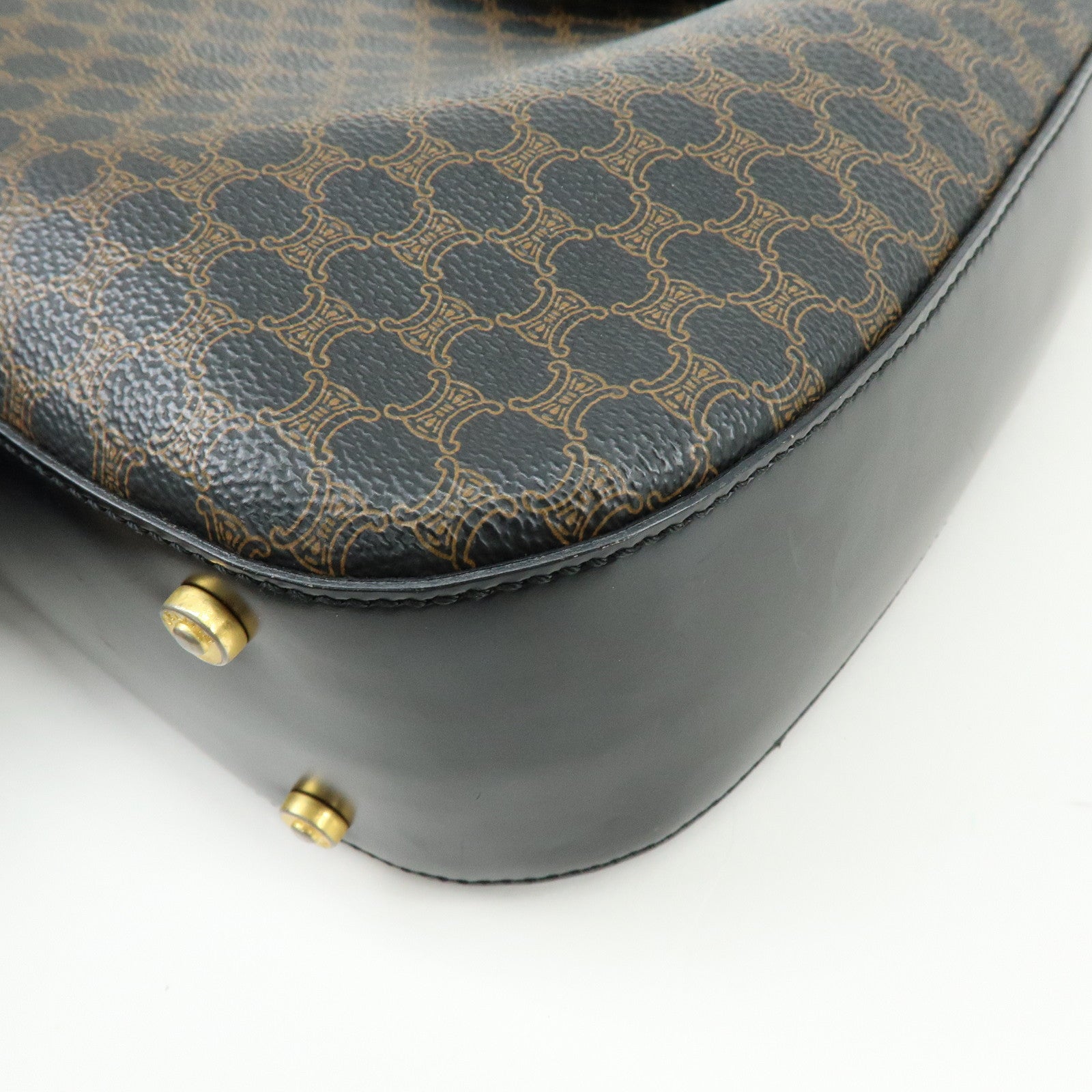 CELINE Macadam PVC Canvas Leather Shoulder Crossbody Bag Black