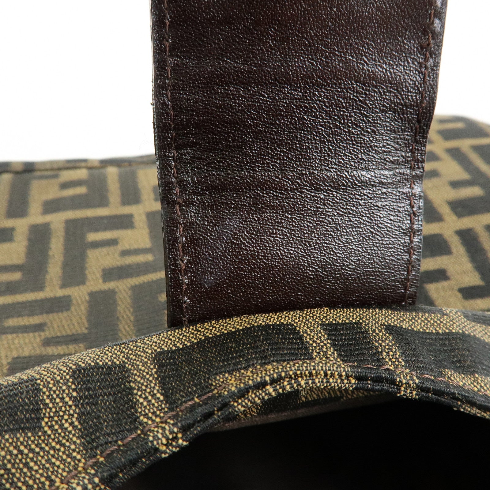 FENDI Zucca Canvas Leather Shoulder Bag Black Brown 26569
