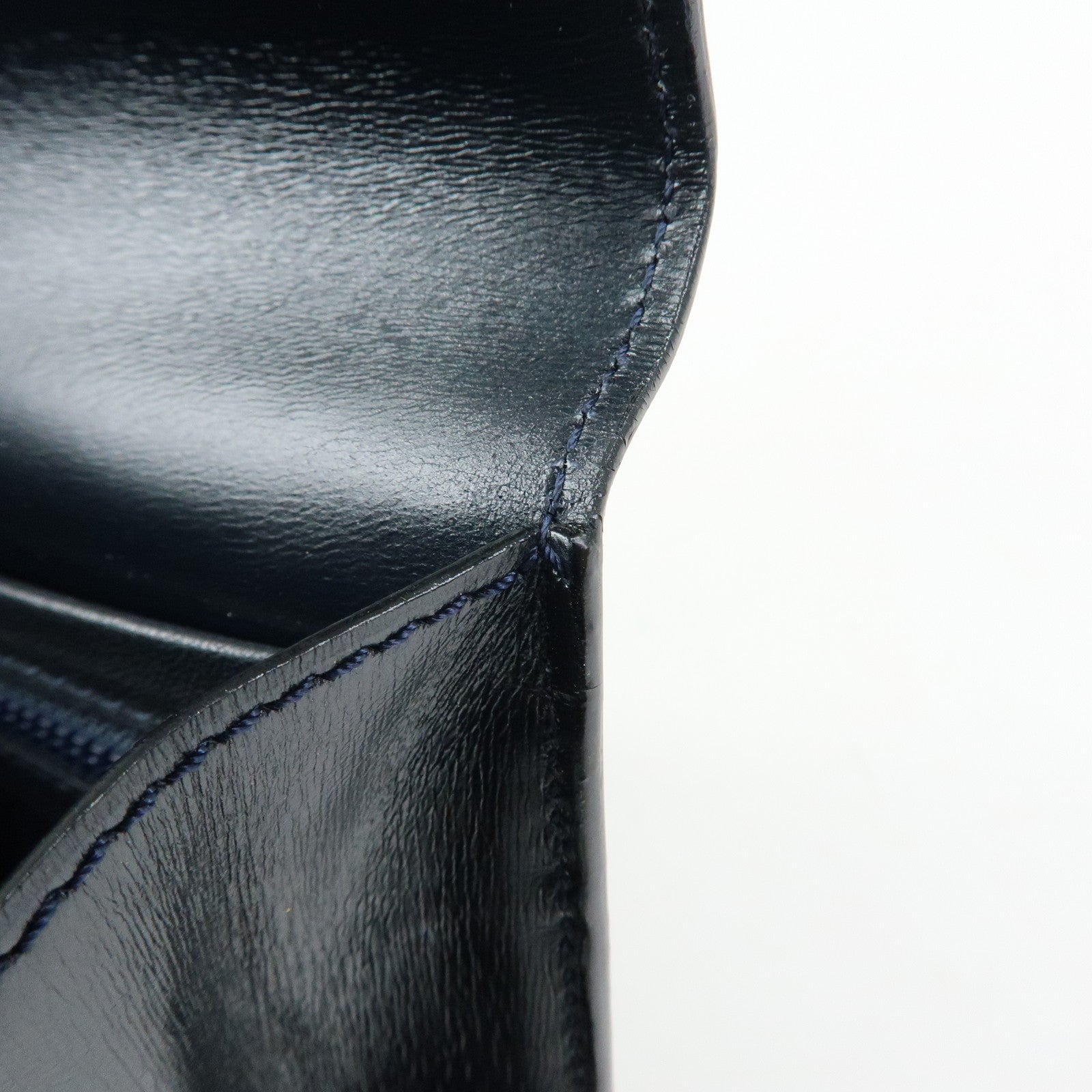 CELINE Leather Envelope Flap Clutch Bag Pouch Navy