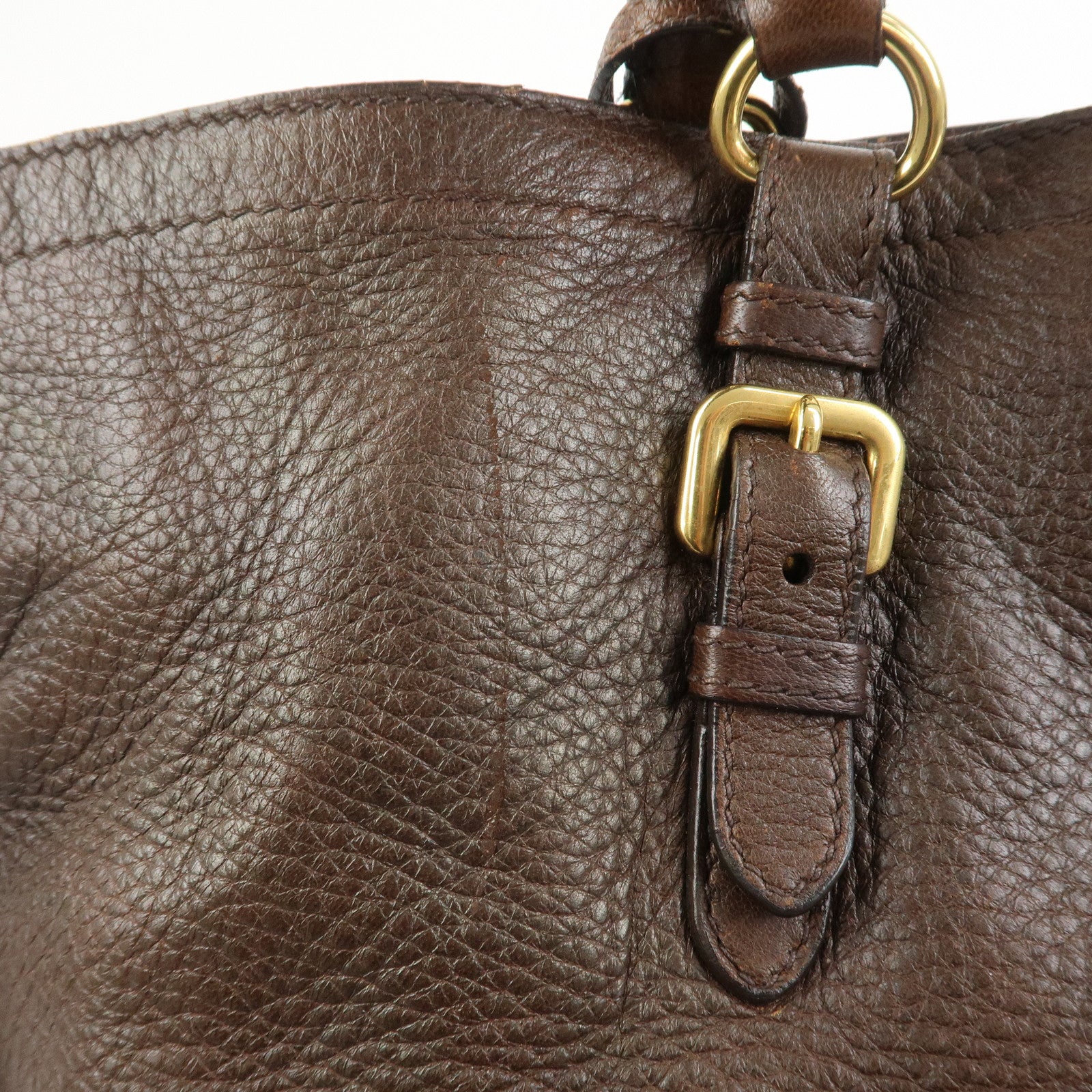 PRADA Leather 2Way Bag Hand Bag Shoulder Bag Crosbody Bag Brown