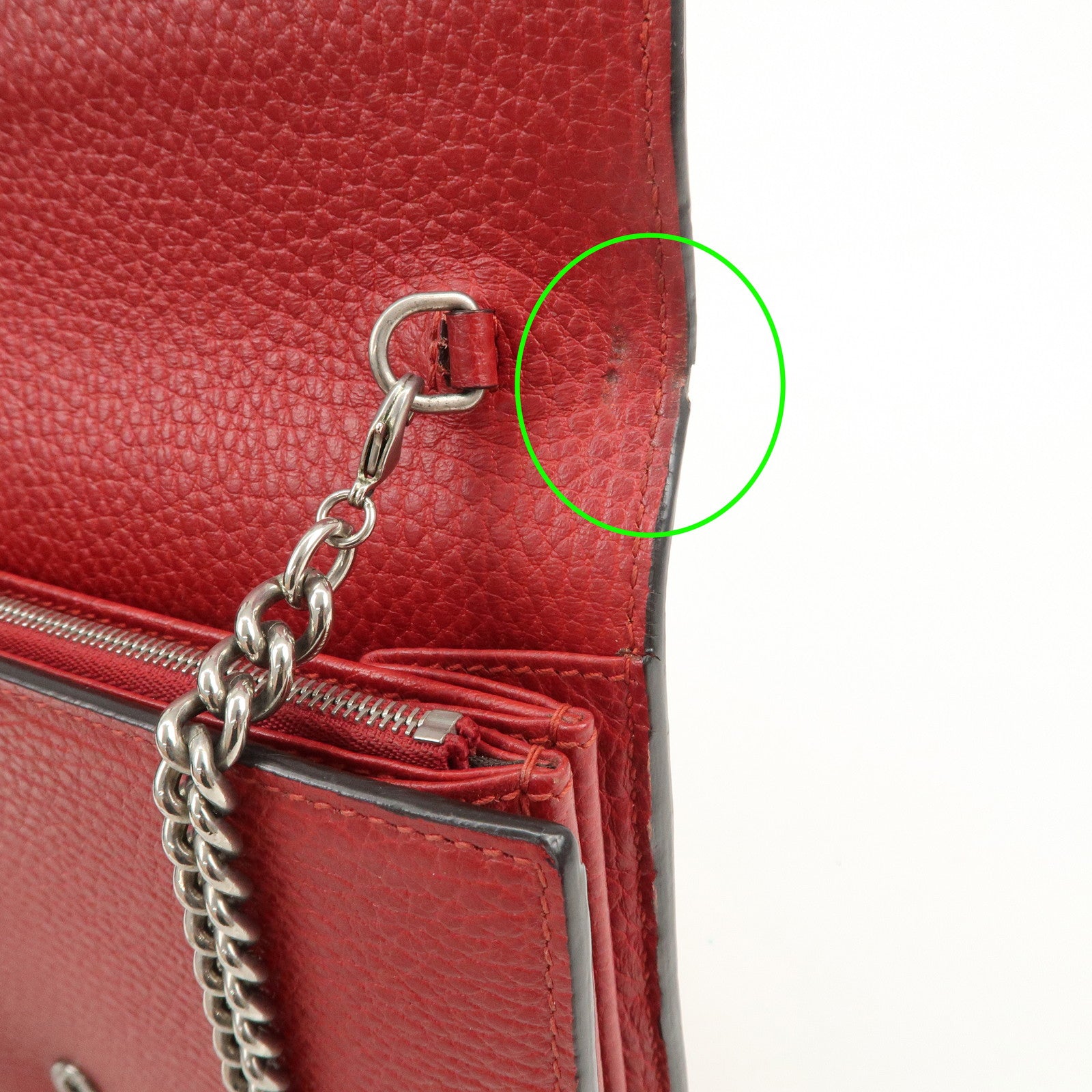 GUCCI Dionysus Leather Chain Shoulder Bag Red 401231