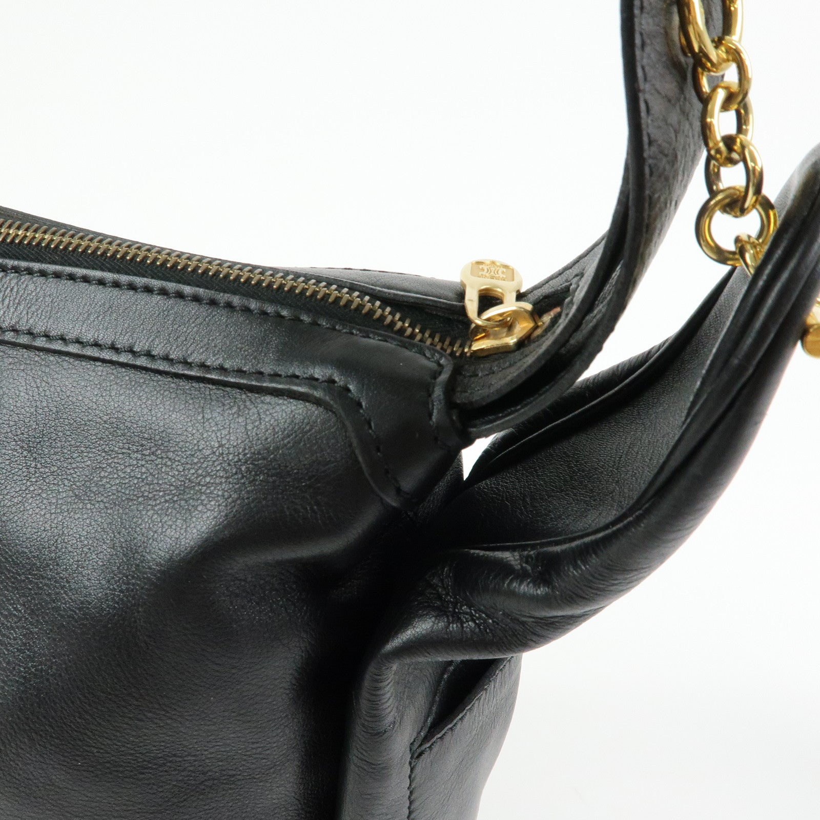 CELINE Leather Toggle Belt Shoulder Bag Crossbody Bag Black