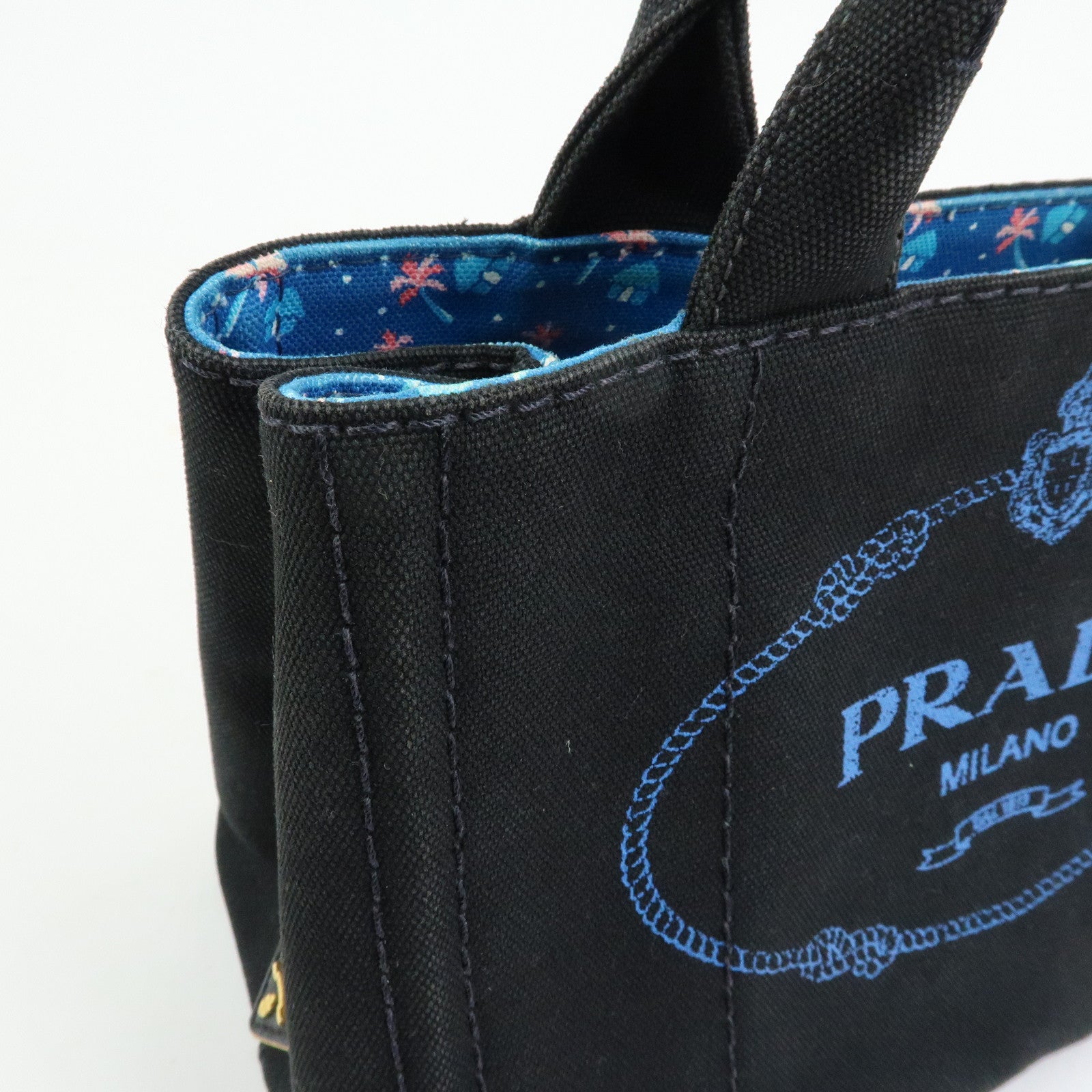 PRADA Triangle Logo Canapa Mini Canvas 2Way Bag Hand Bag 1BG439