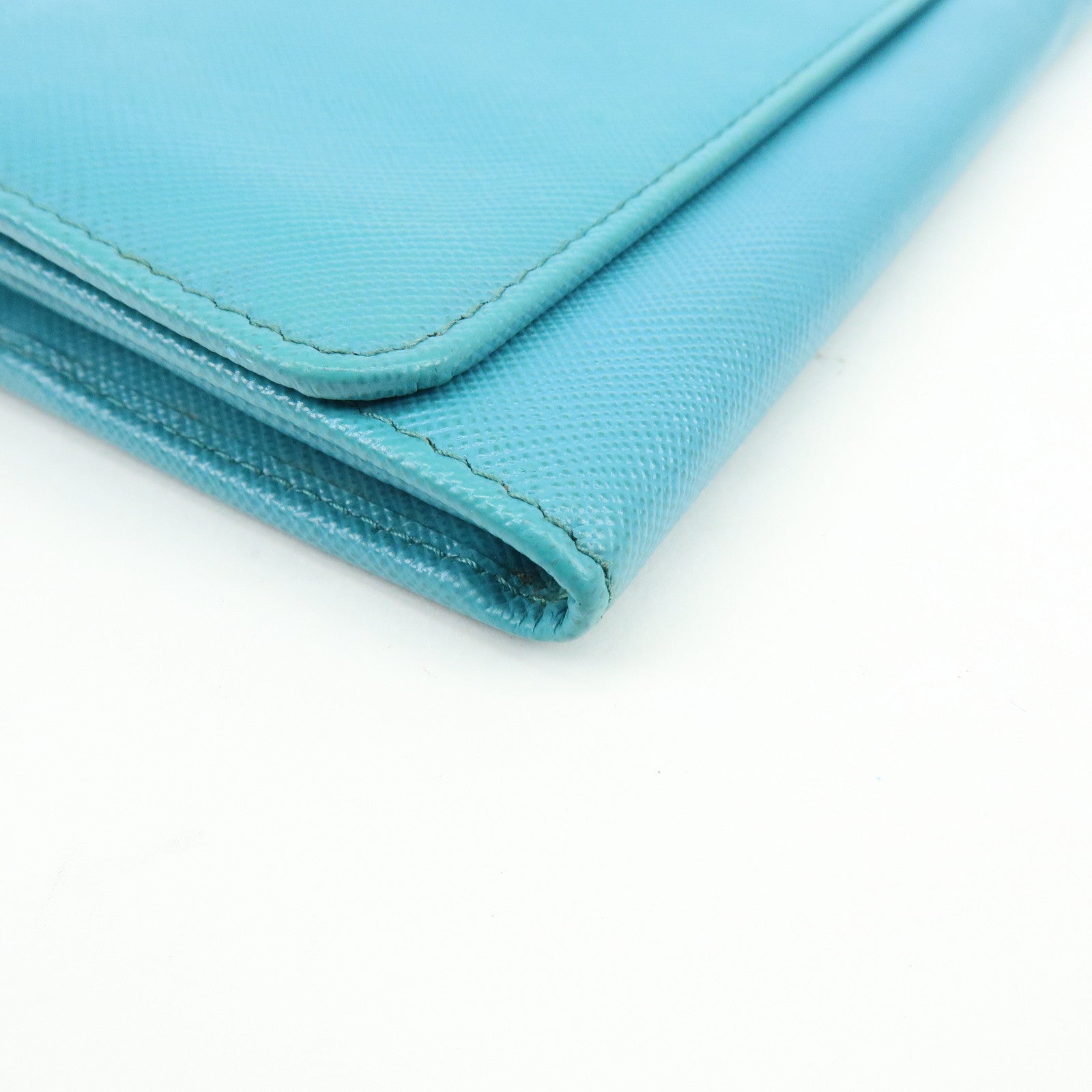 PRADA Saffiano Leather Chain Wallet Shoulder Bag Blue 1M1290