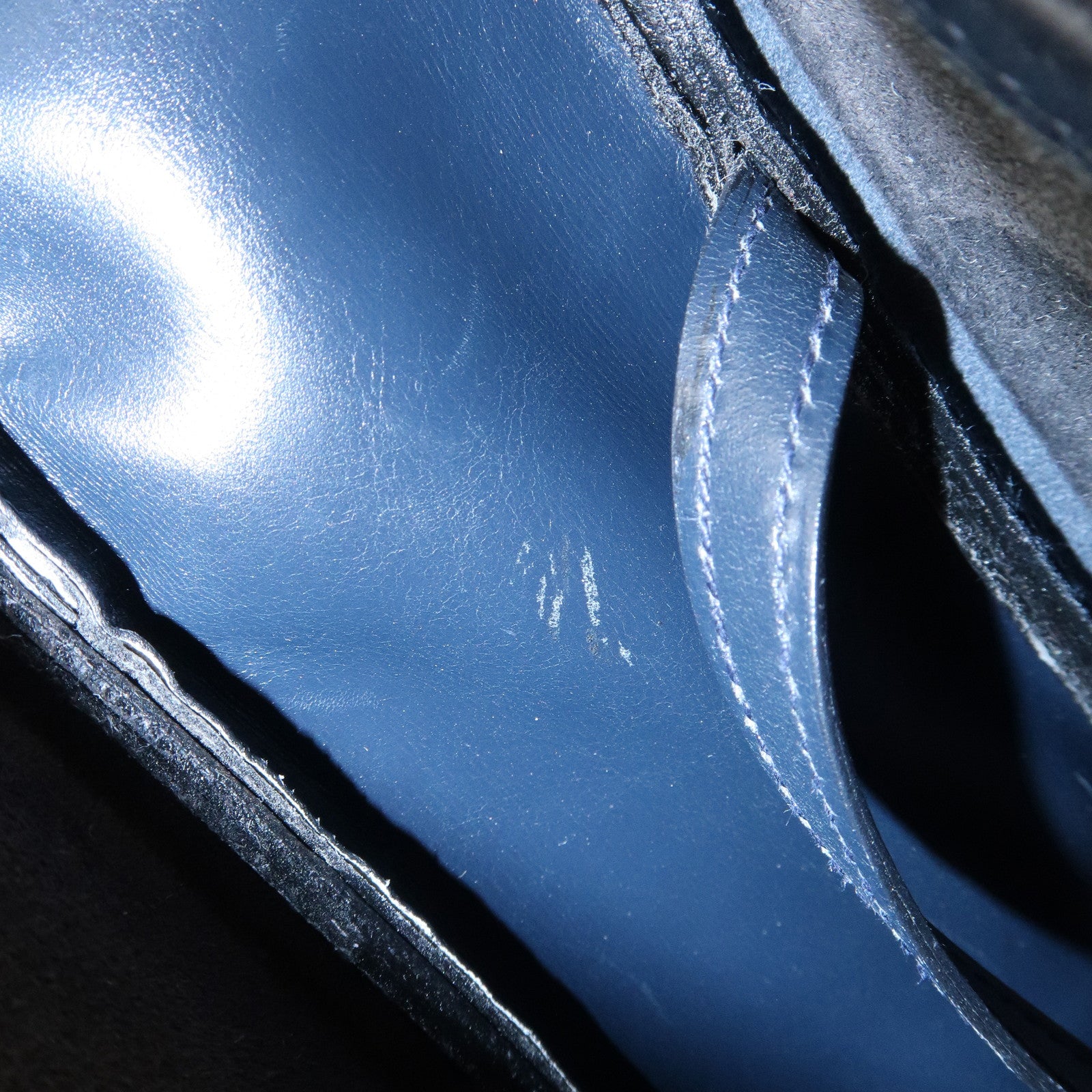 HERMES Saco Leather M Stamped Shoulder Bag Crossbody Bag Navy Used