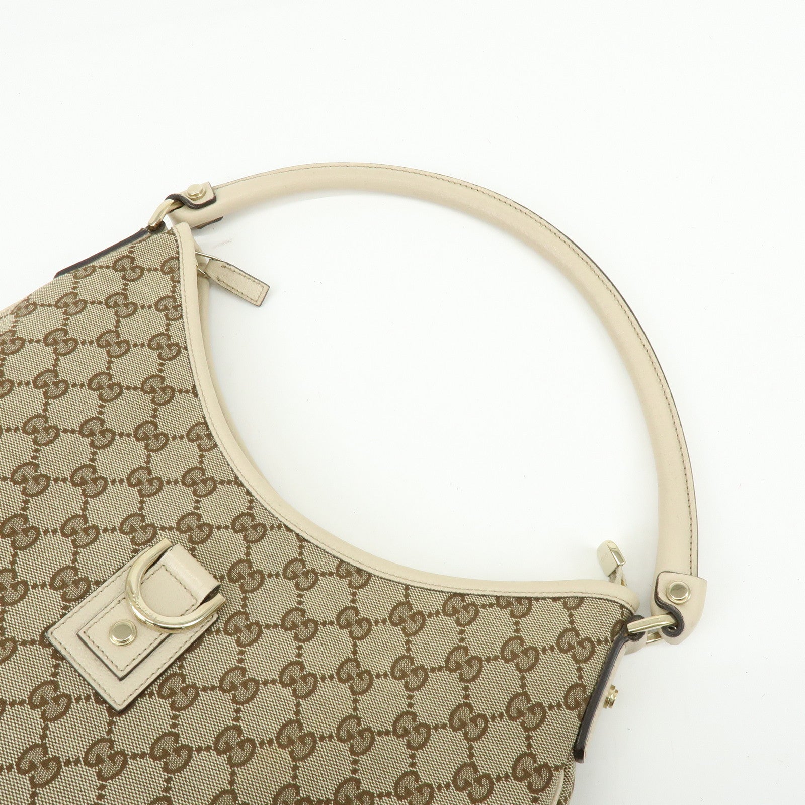 GUCCI Abbey GG Canvas Leather Shoulder Bag Hand Bag Beige 130737