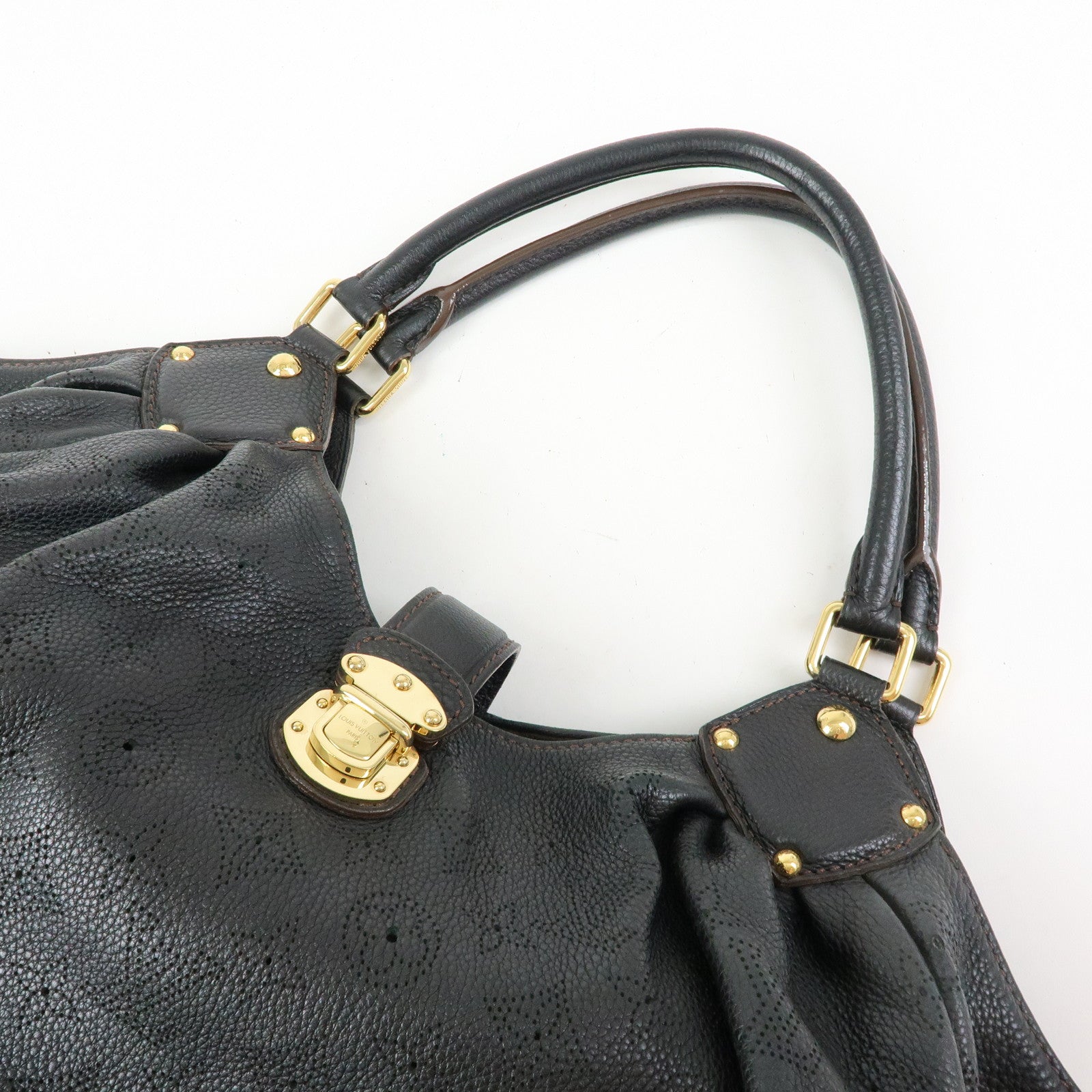 Louis Vuitton Monogram Leather Mahina L Shoulder Bag Noir M95765