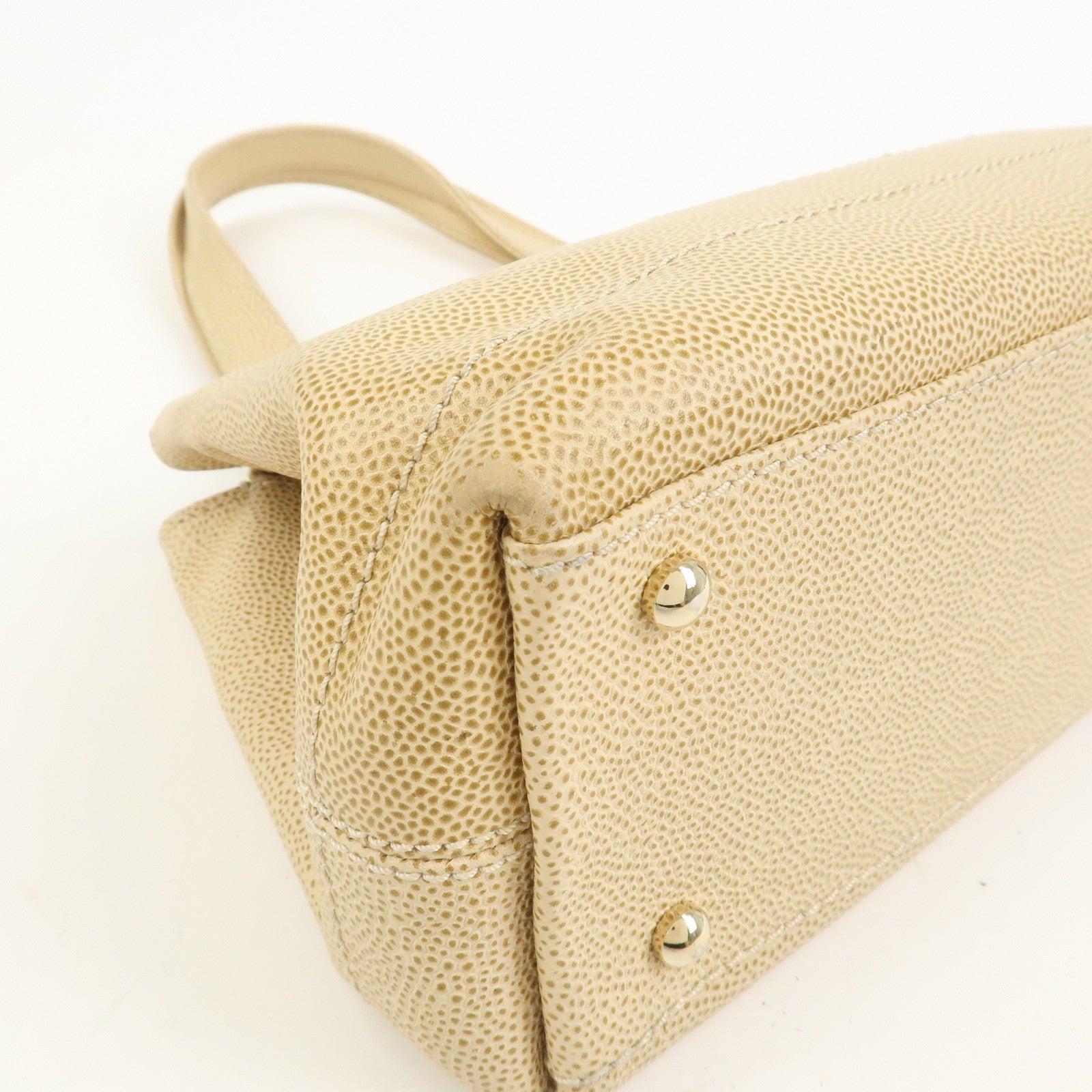 CHANEL COCO Mark Caviarskin Shoulder Bag Hand Bag Beige