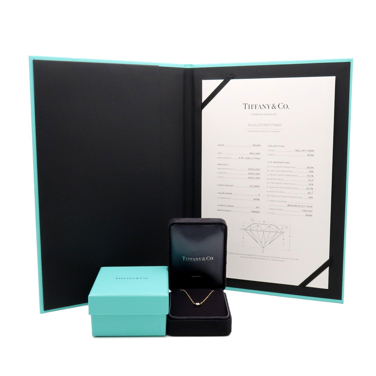 Tiffany & Co By The Yard 1P Diamond  Necklace 0.36ct K18YG 750YG