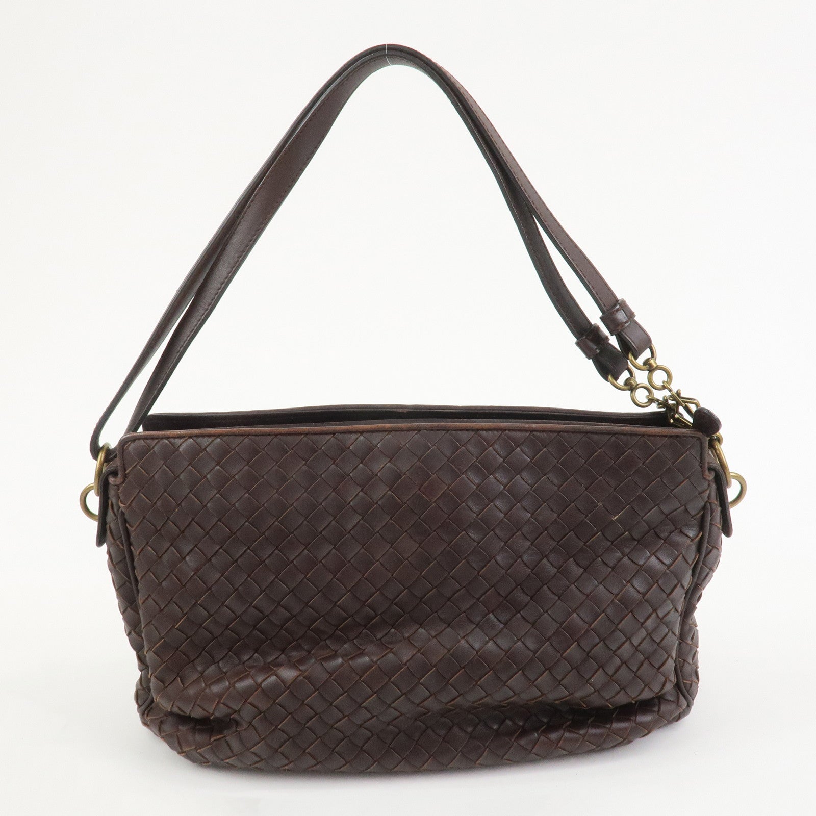 BOTTEGA VENETA Intrecciato Nappa Leather Shoulder Bag Brown