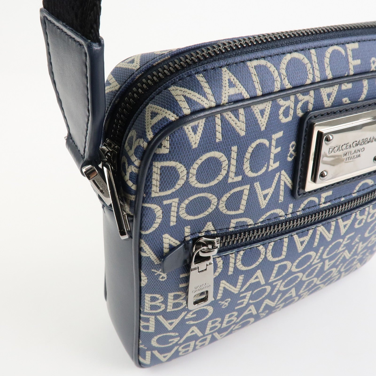 Dolce&Gabbana Canvas PVC Leather Shoulder Bag Navy