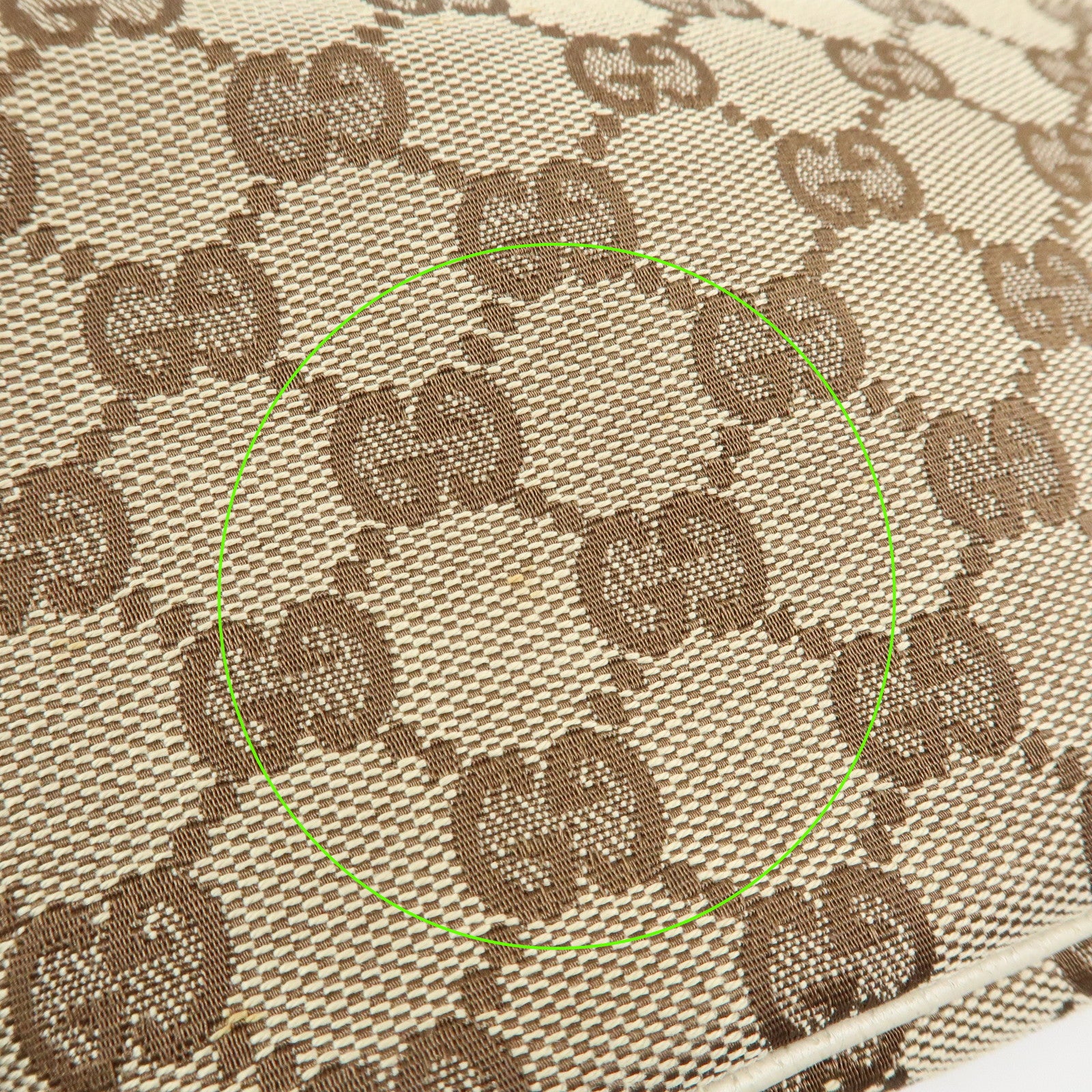 GUCCI Boat Bag GG Canvas Leather Hand Bag Pouch Brown Ivory 07198
