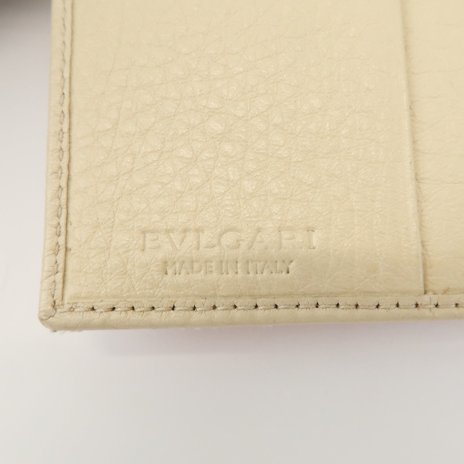 BVLGARI Logo Mania Canvas Leather Compact Wallet Pink Ivory