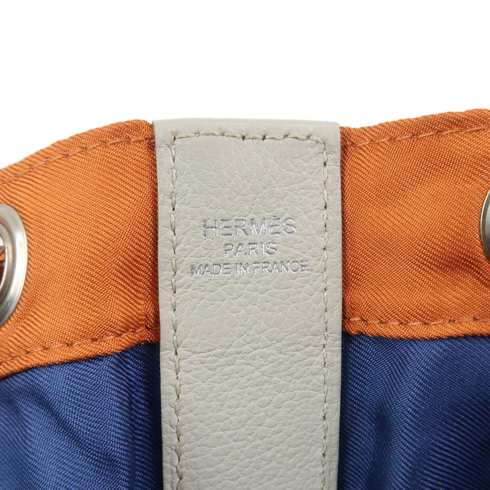 HERMES Soie Cool 22 Silk Leather Shoulder Bag Backpack Orange