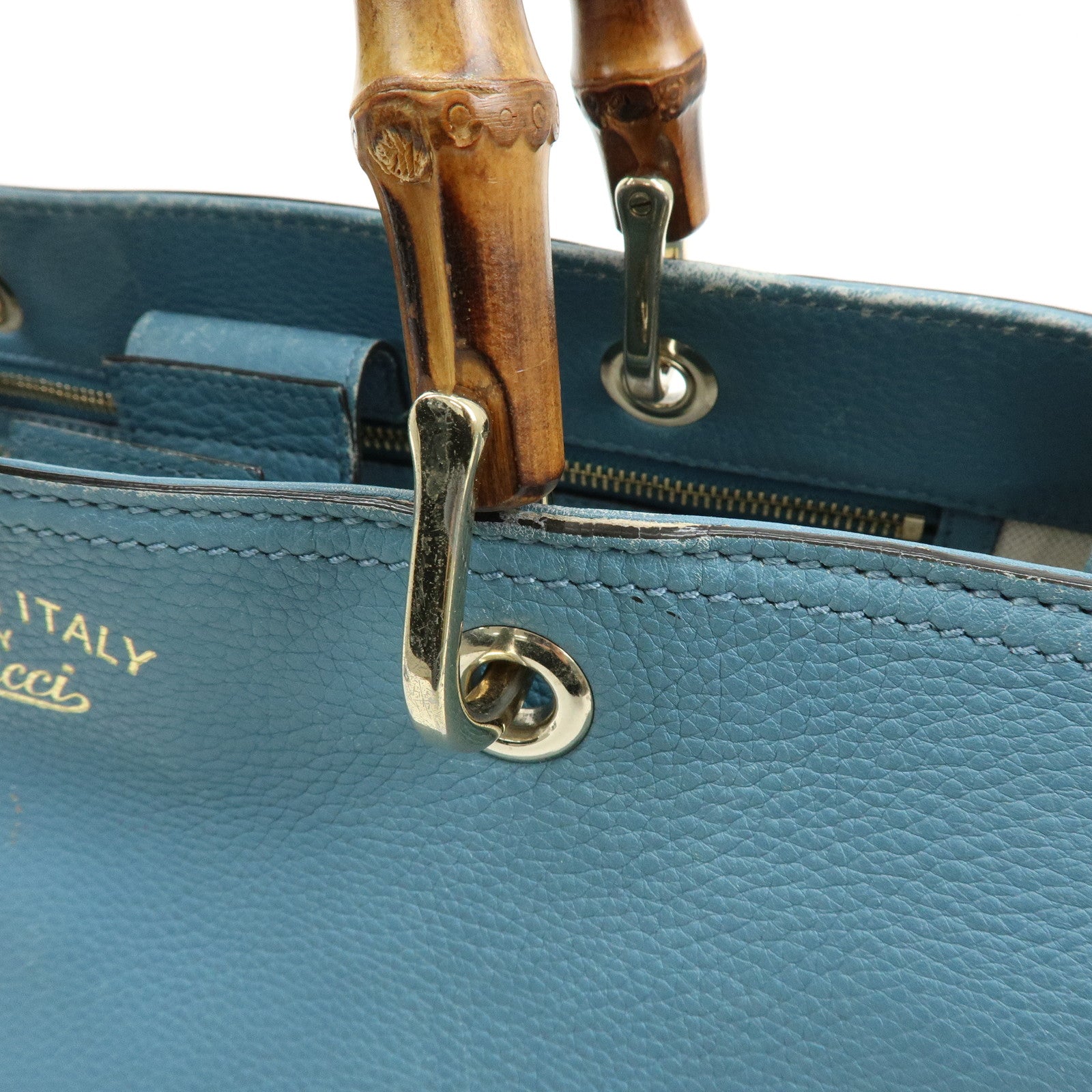 GUCCI Bamboo Leather Shopper Medium 2Way Bag Shoulder Bag 323660