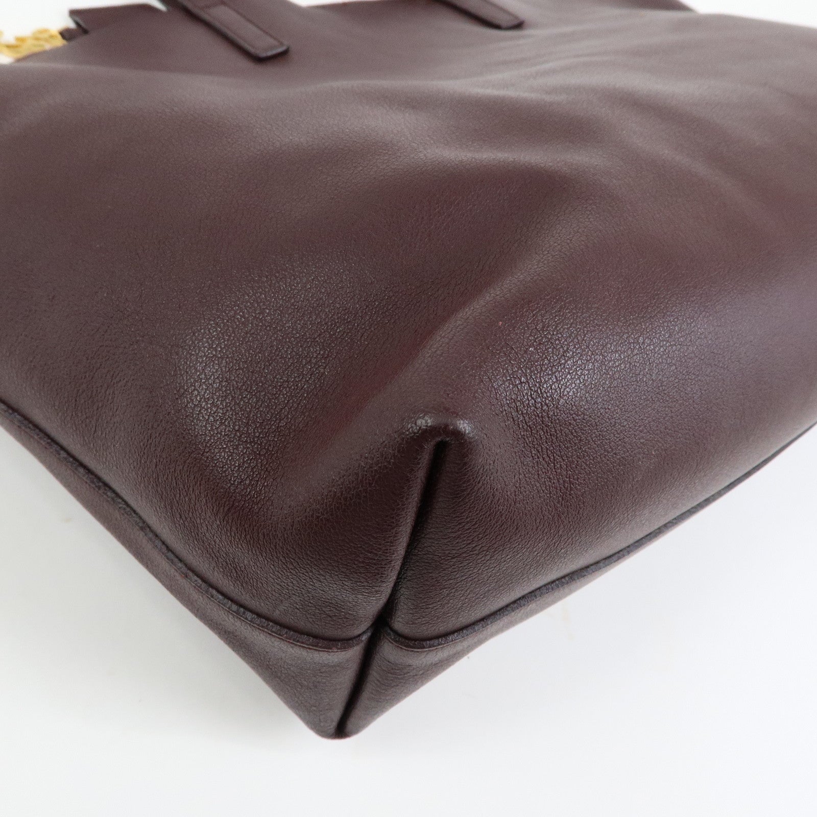 SAINT LAURENT PARIS Calf Leather Tote Shoulder Bag Bordeaux 394195