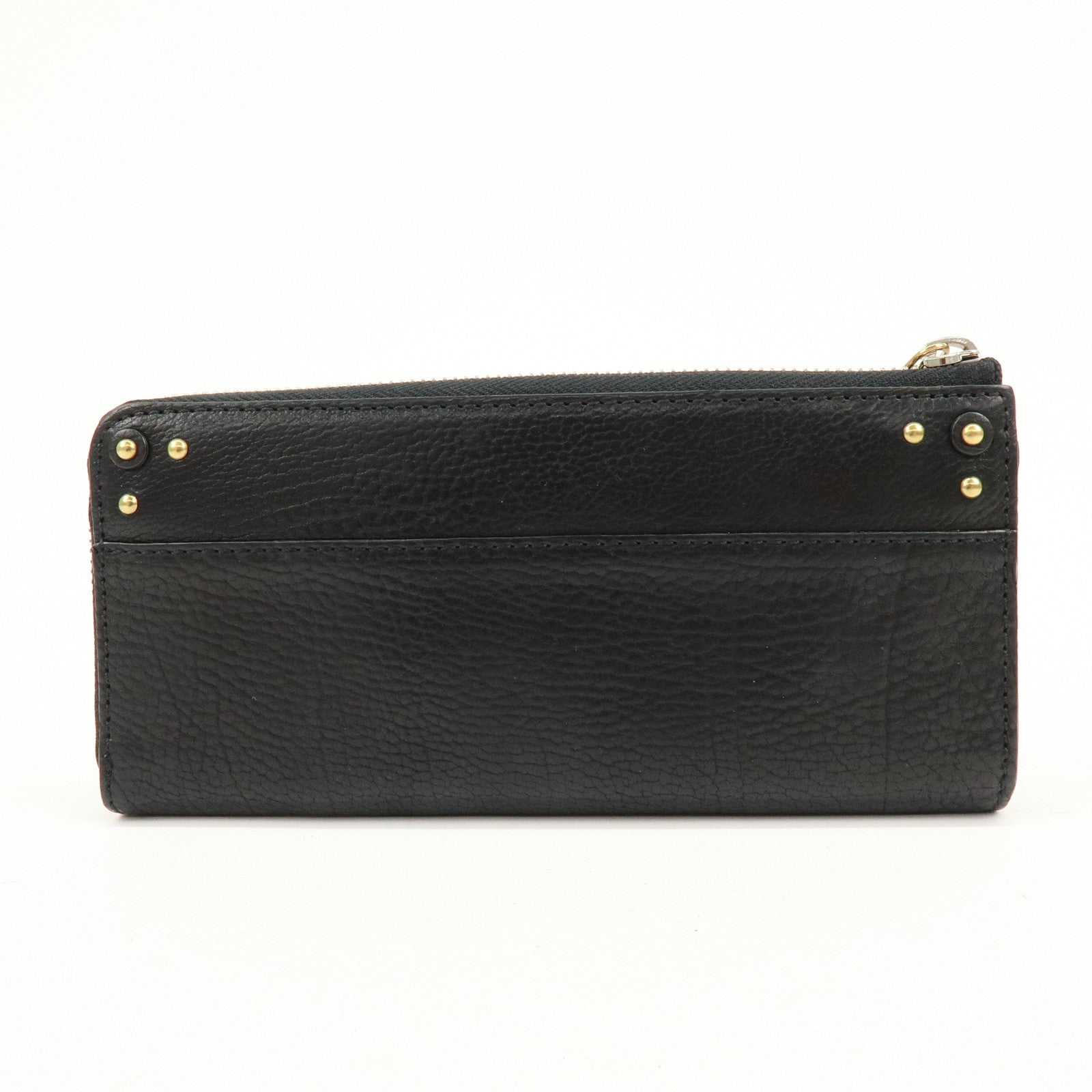 Chloe Aurora Studs Leather Zippy Long Wallet Black