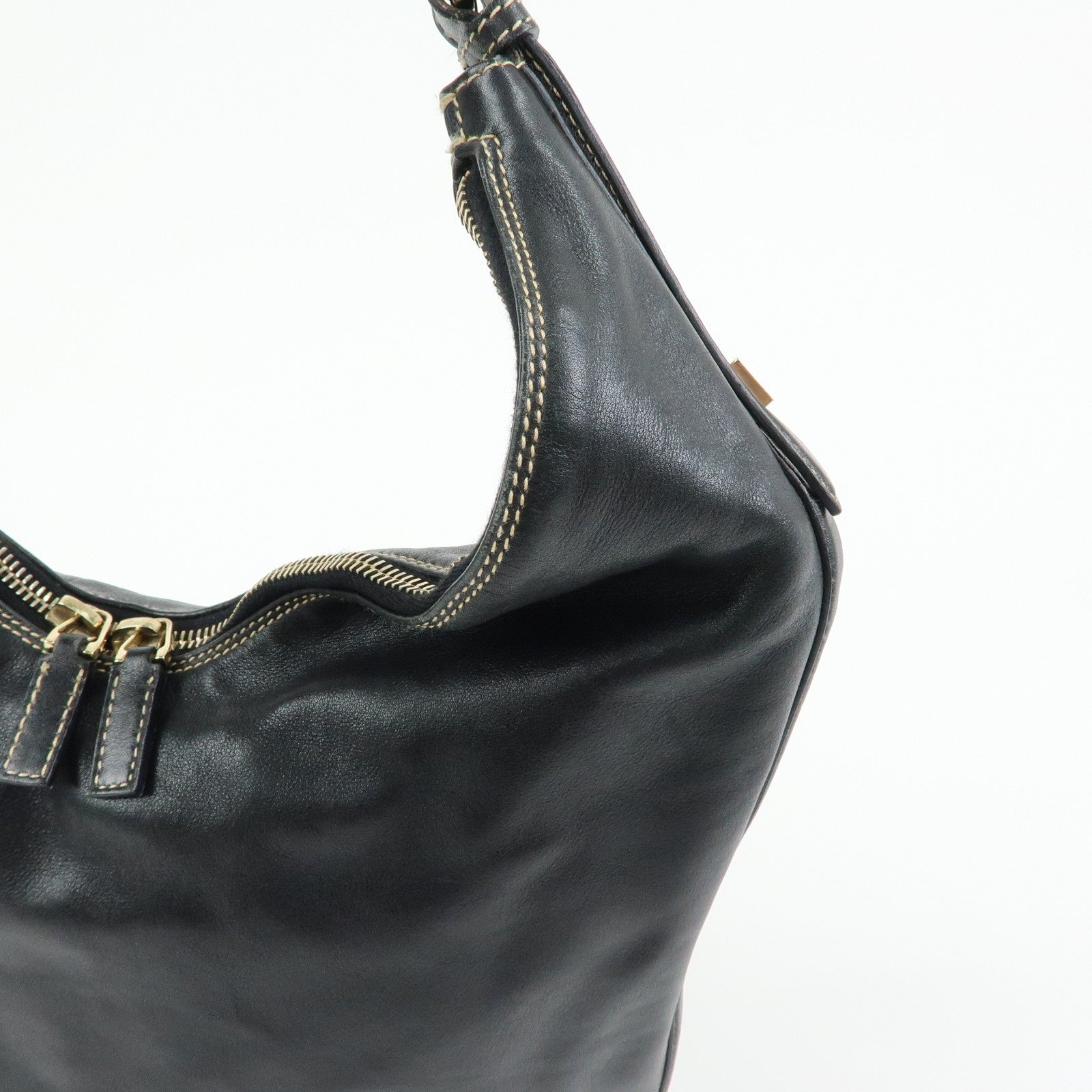 GUCCI Leather Shoulder Bag Hand Bag Black 73885