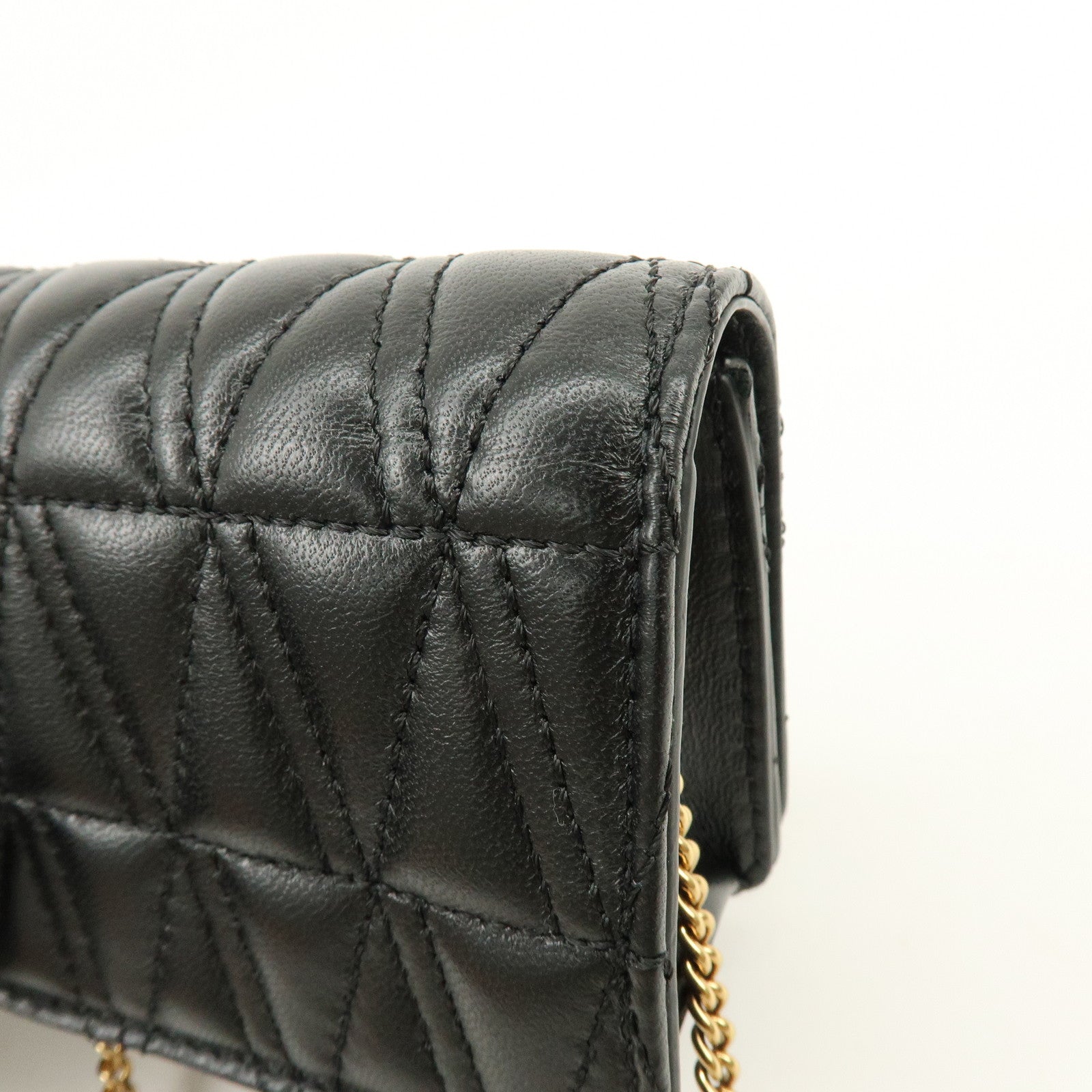 VERSACE Virtus Leather Chain Shoulder Bag Crossbody Bag Black