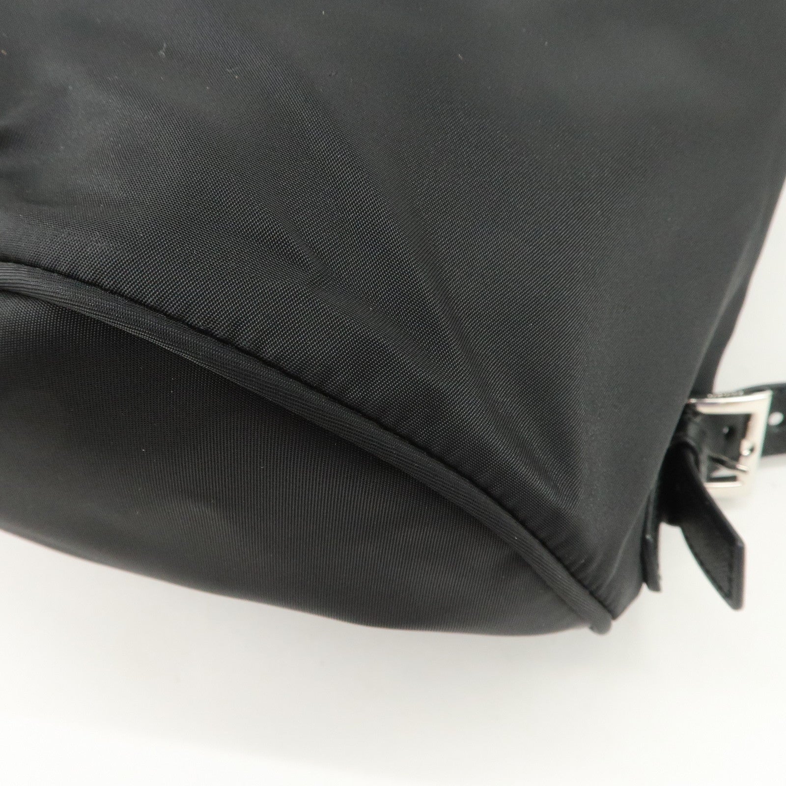 PRADA Triangle Logo Nylon Leather Backpack Rucksack Black 1BZ032