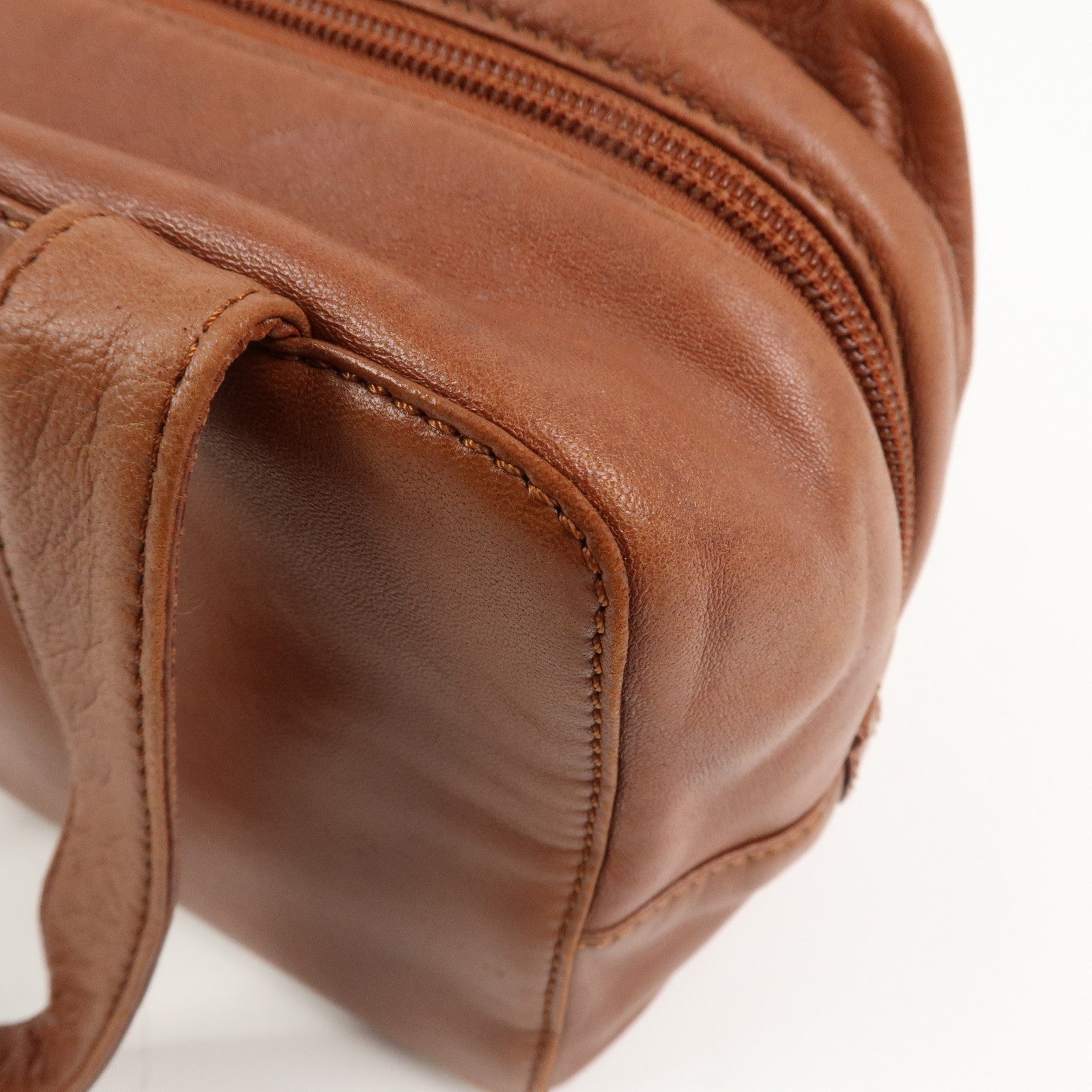 LOEWE Anagram Logo Leather Hand Bag Boston Bag Brown