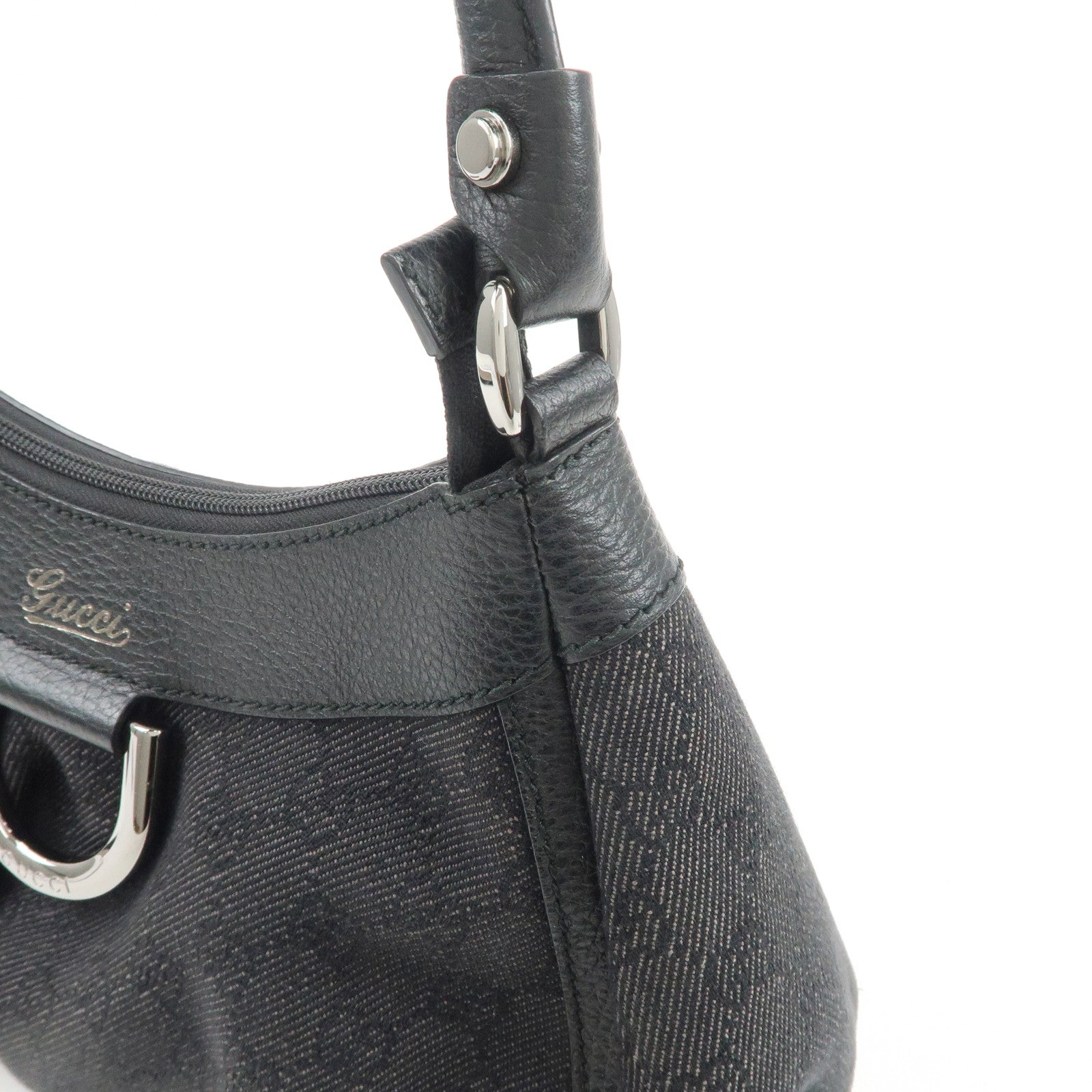 GUCCI Abbey GG Canvas Leather Shoulder Bag Hand Bag Black 265692