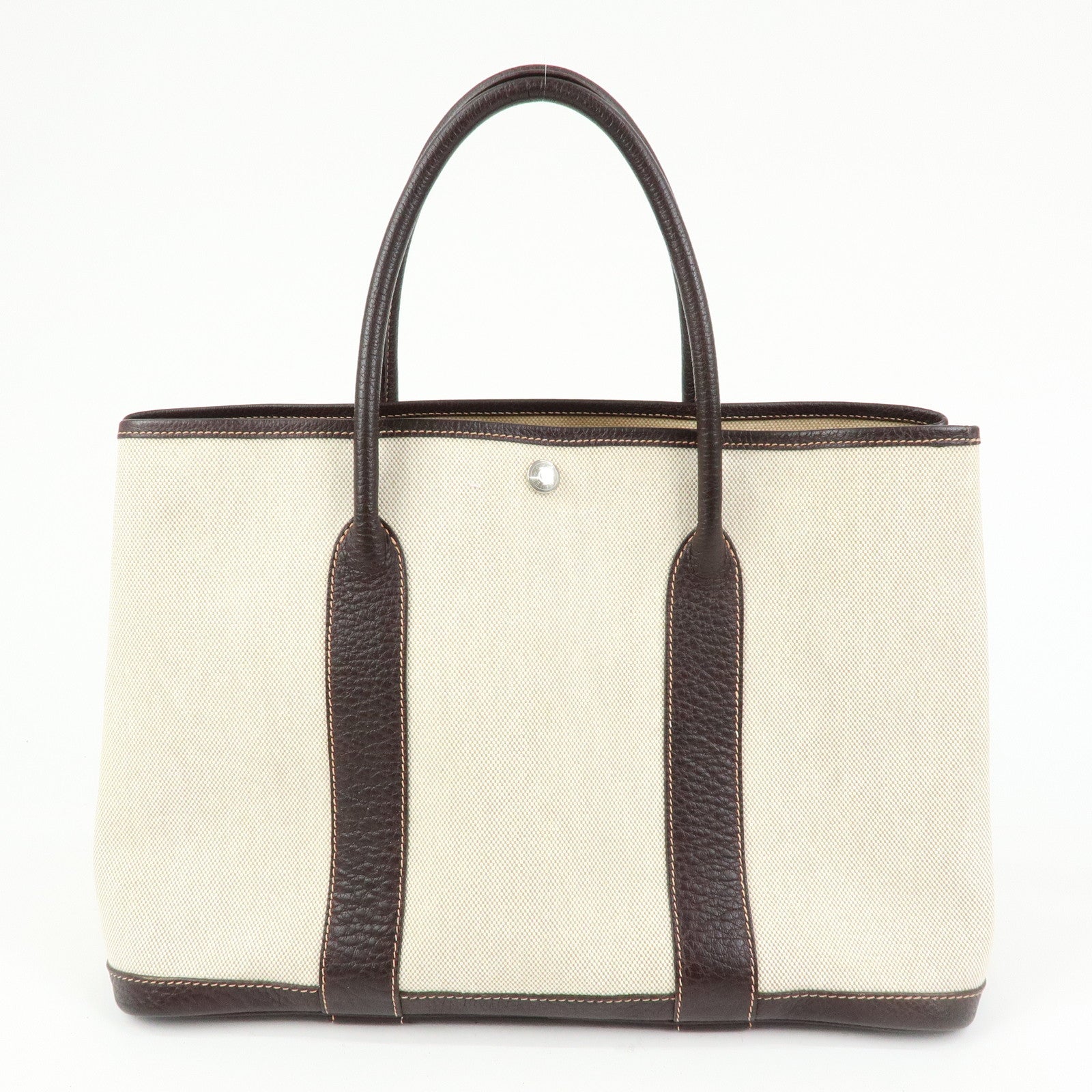 HERMES Toile Ash Canvas Negonda Garden Party PM Tote Bag □H Stamped