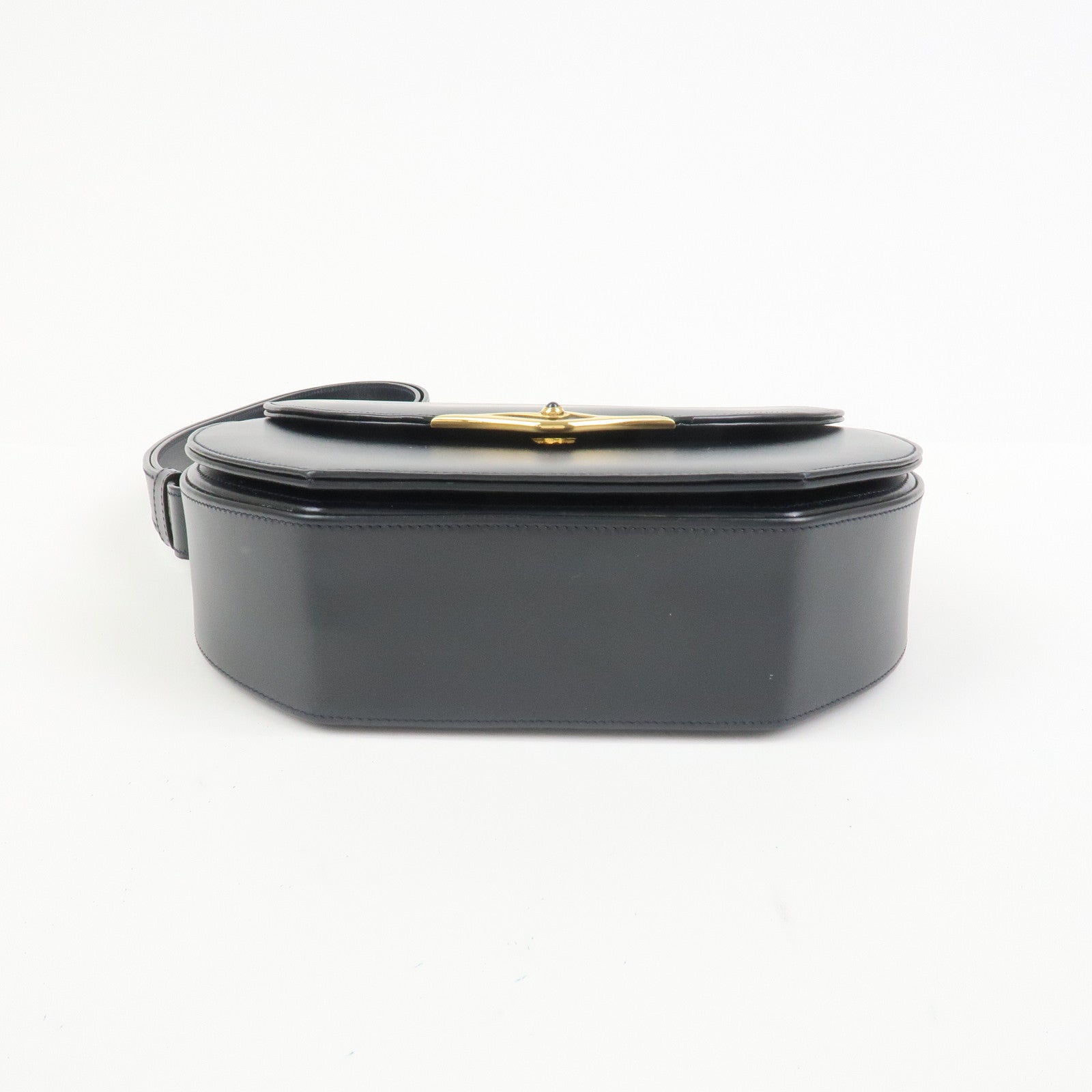 Cartier Sapphire Line Leather Sapphire Shoulder Bag Hand Bag Black