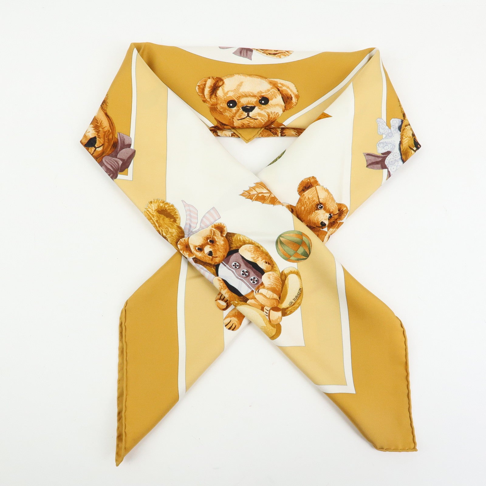 HERMES Carre 90 Silk 100% Scarf Confidents des Coeurs Brown