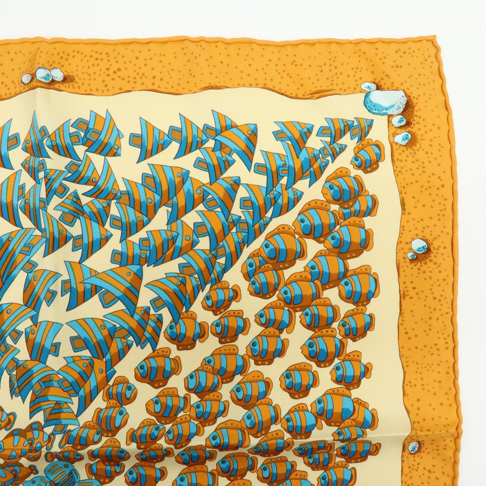 HERMES Petit Carre 40 Silk 100% Mini Scarf Poissons Tropicaux