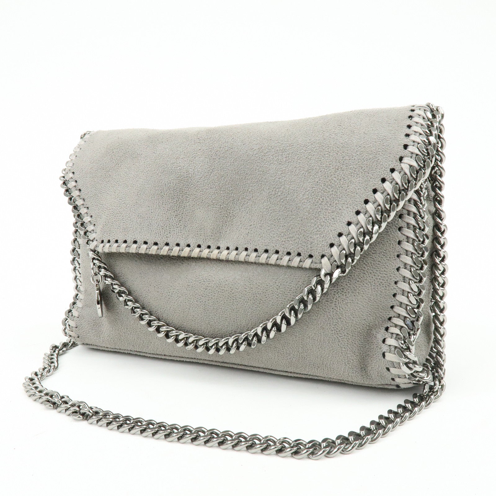 STELLA MCCARTNEY Falabella Faux Leather Shoulder Bag Gray 364519