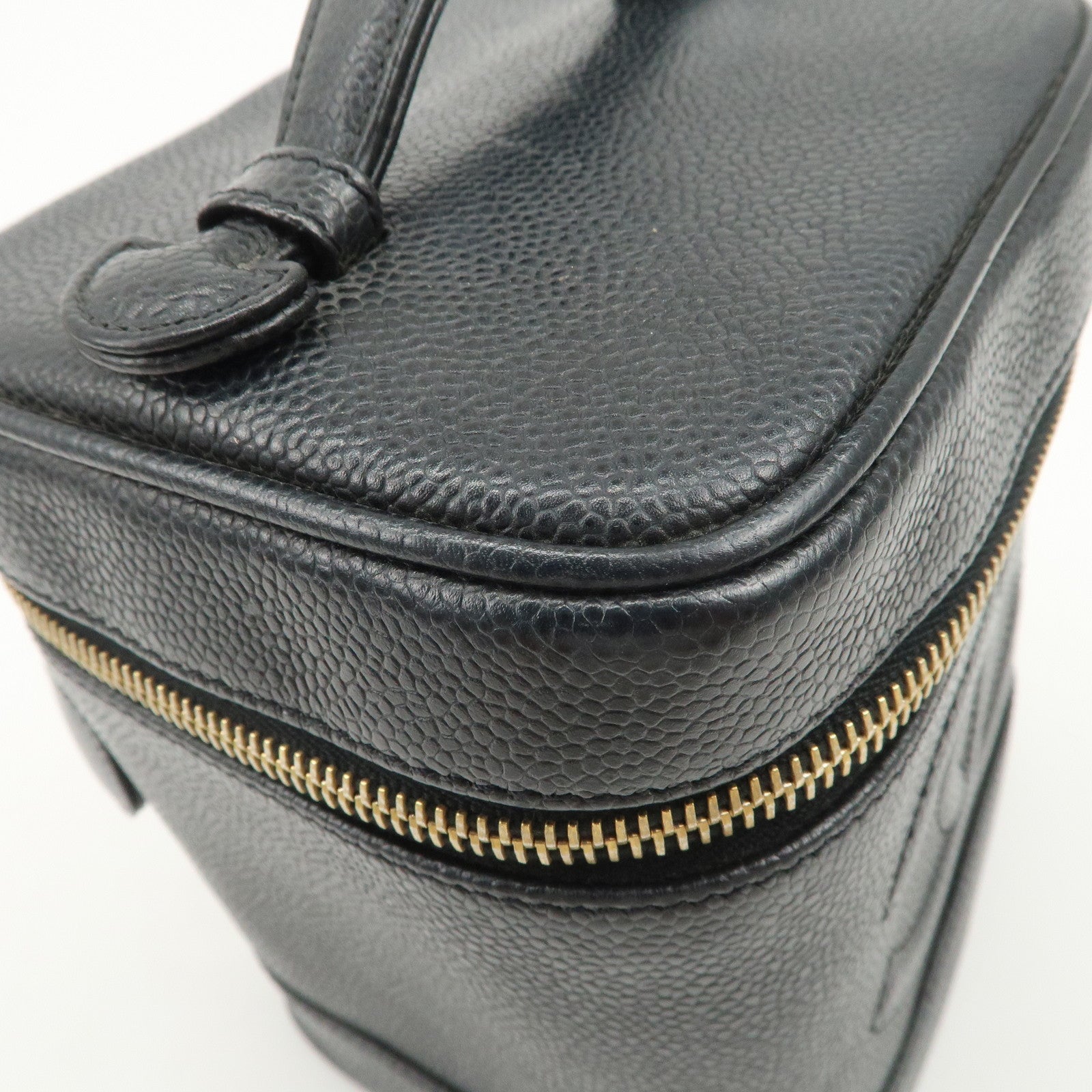CHANEL COCO Mark Caviarskin Vanity Bag Hand Bag Makeup Bag A01998