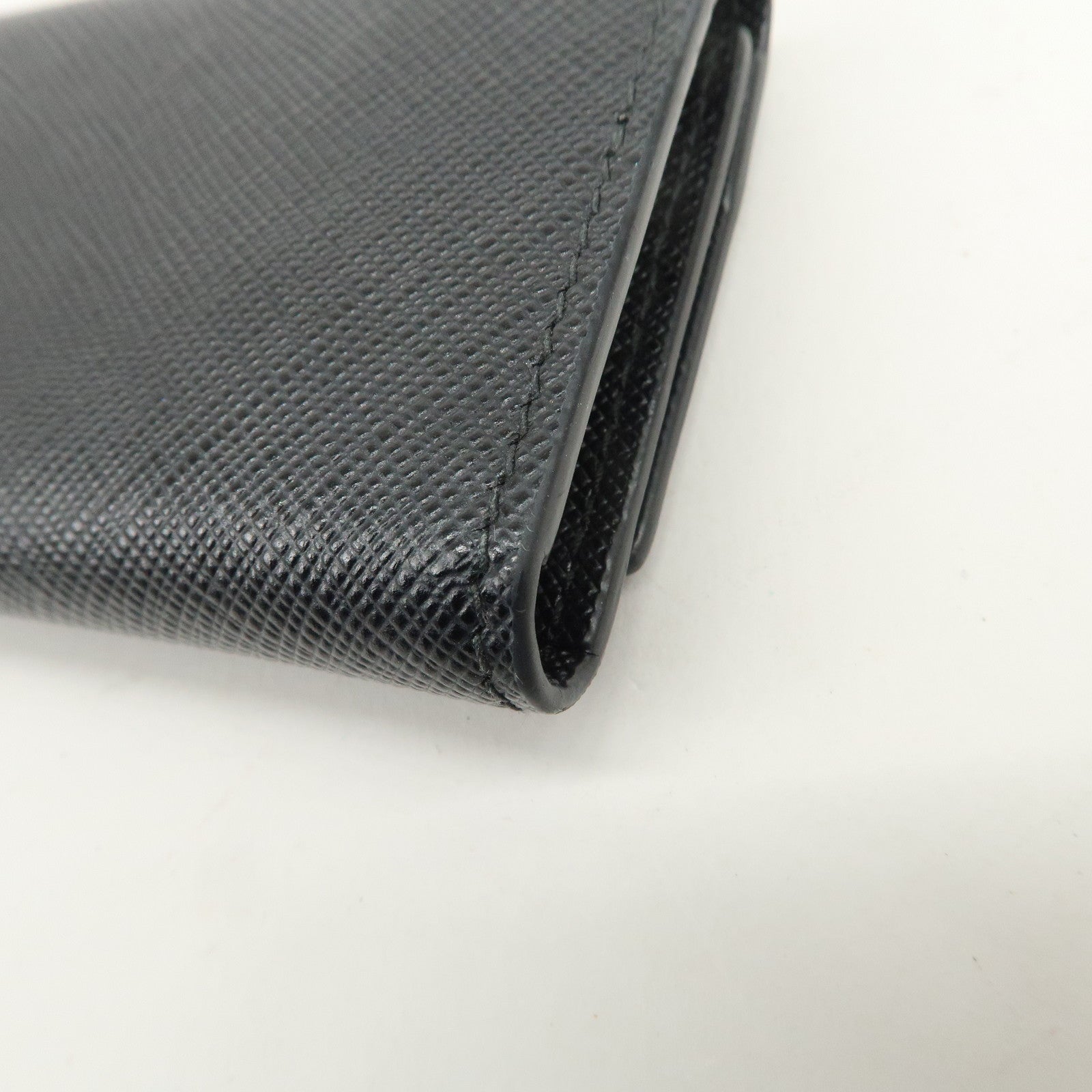 PRADA Logo Saffiano Leather 6 Rings Key Case Black 2PG222