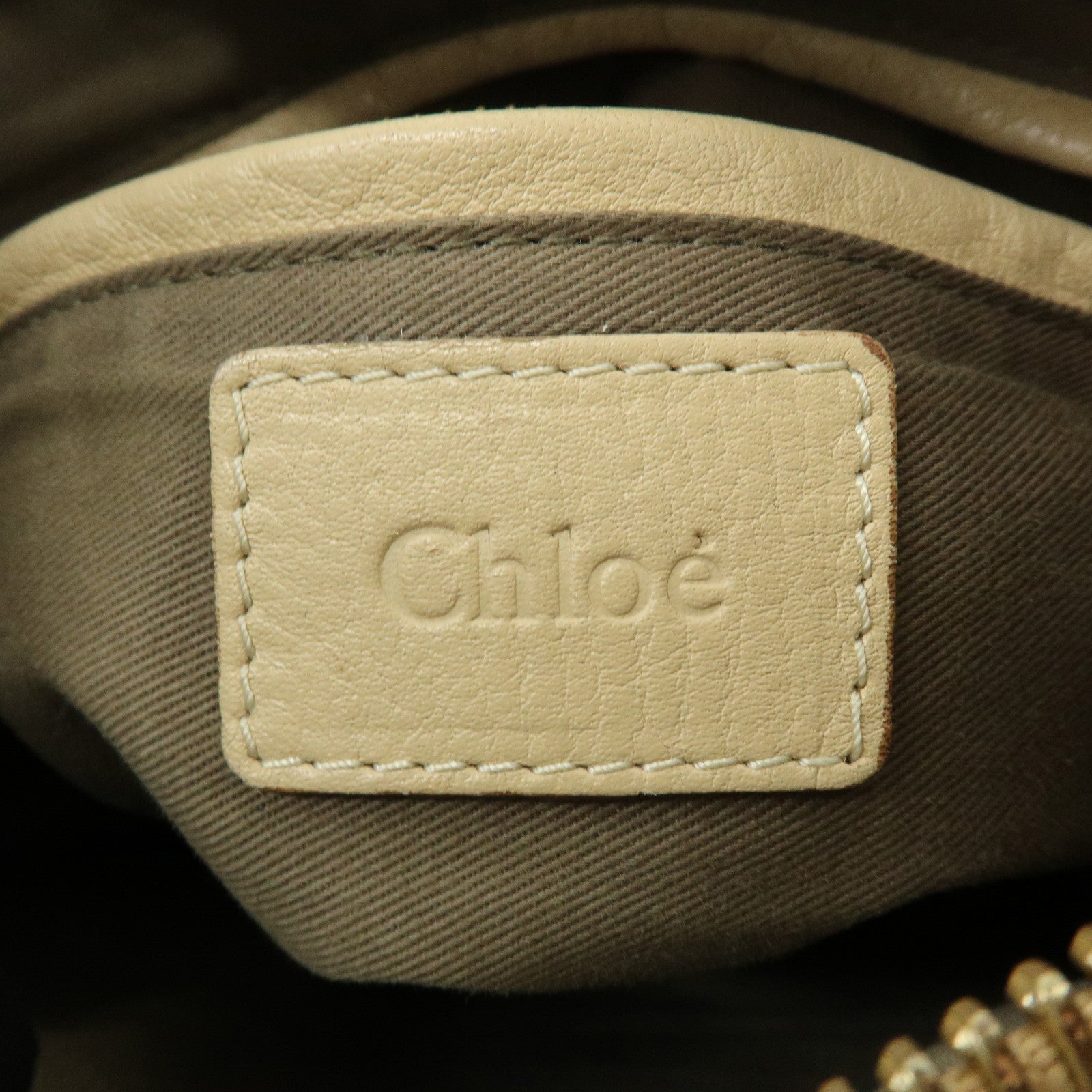 Chloe Mercy Leather Shoulder Bag Hand Bag Beige