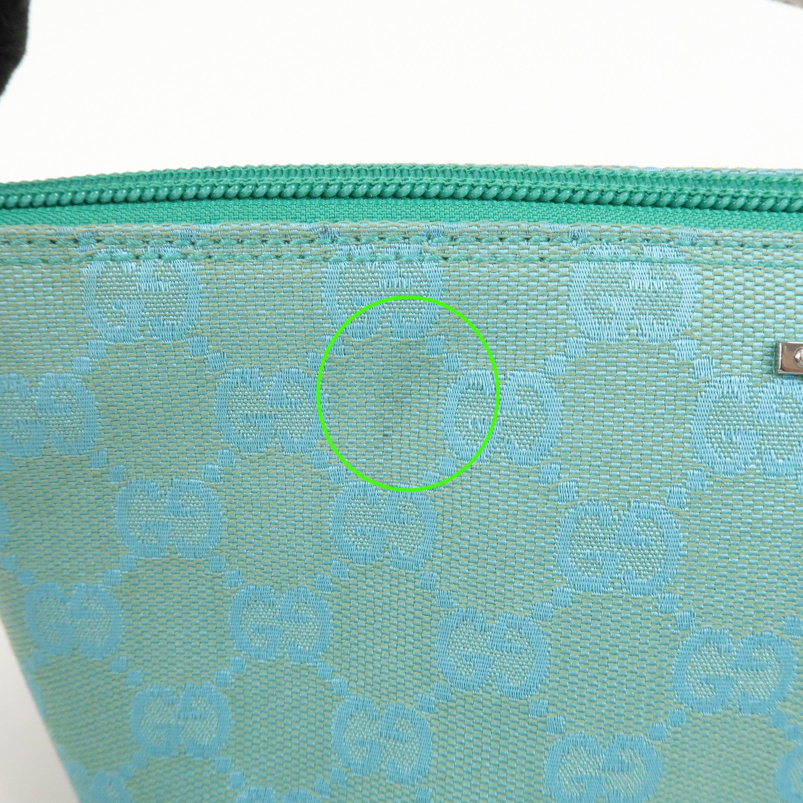 GUCCI Boat Bag GG Canvas Leather Hand Bag Pouch Blue 07198