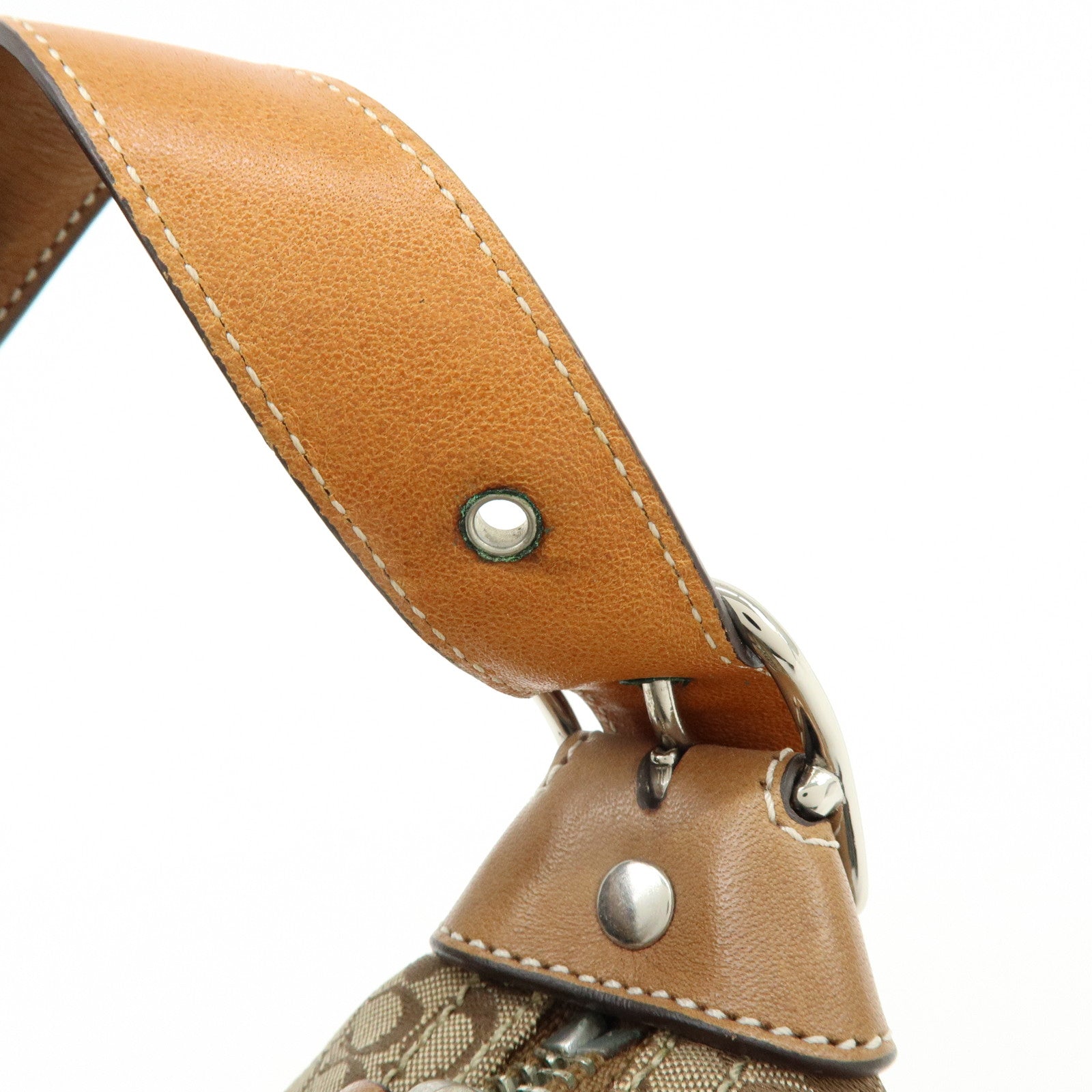 COACH Signature Canvas Leather Hand Bag Shoulder Bag Brown