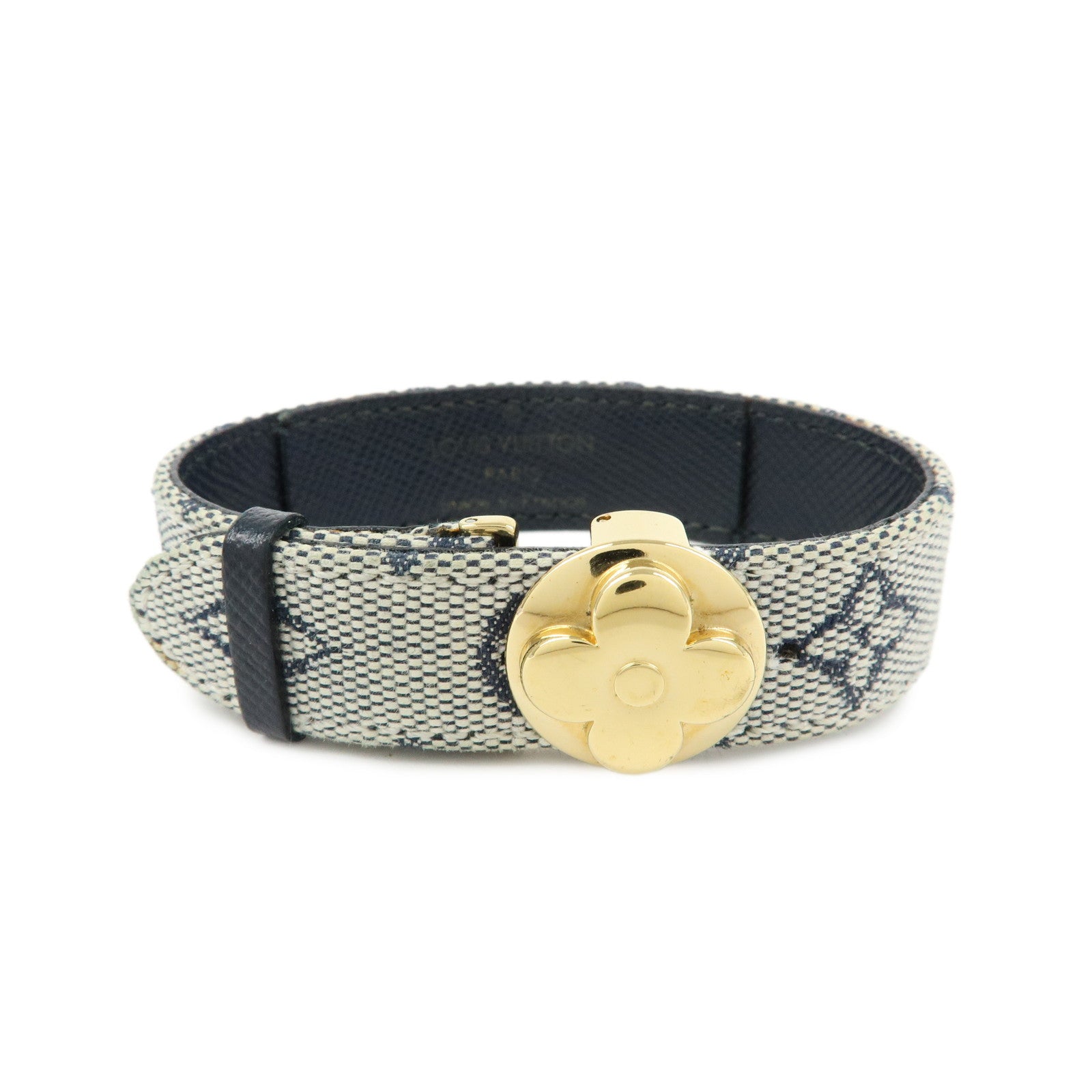 Louis Vuitton Monogram Mini Good Luck Canvas Bracelet Navy M64458