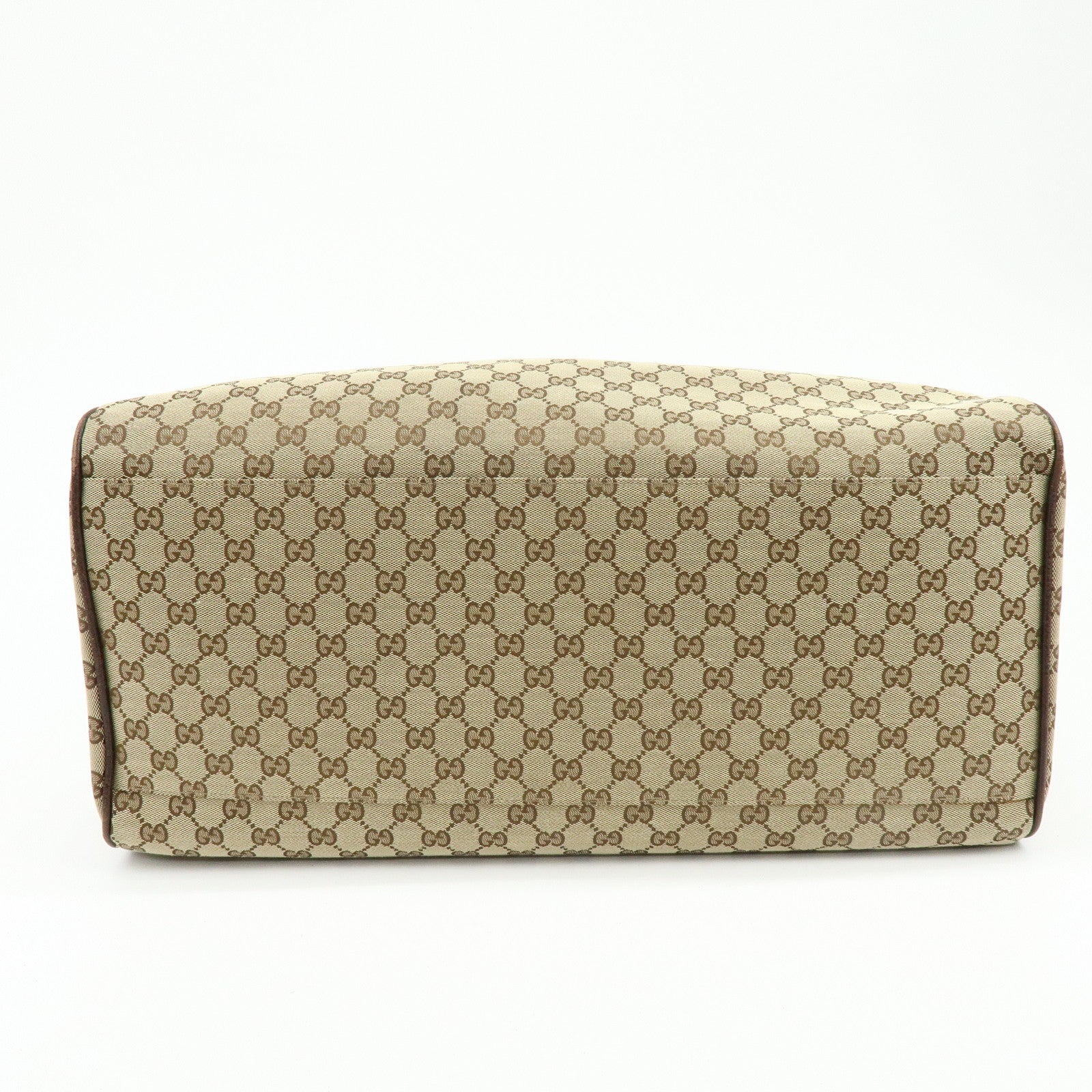 GUCCI Sherry GG Canvas Leather Boston Bag Beige Brown 146310