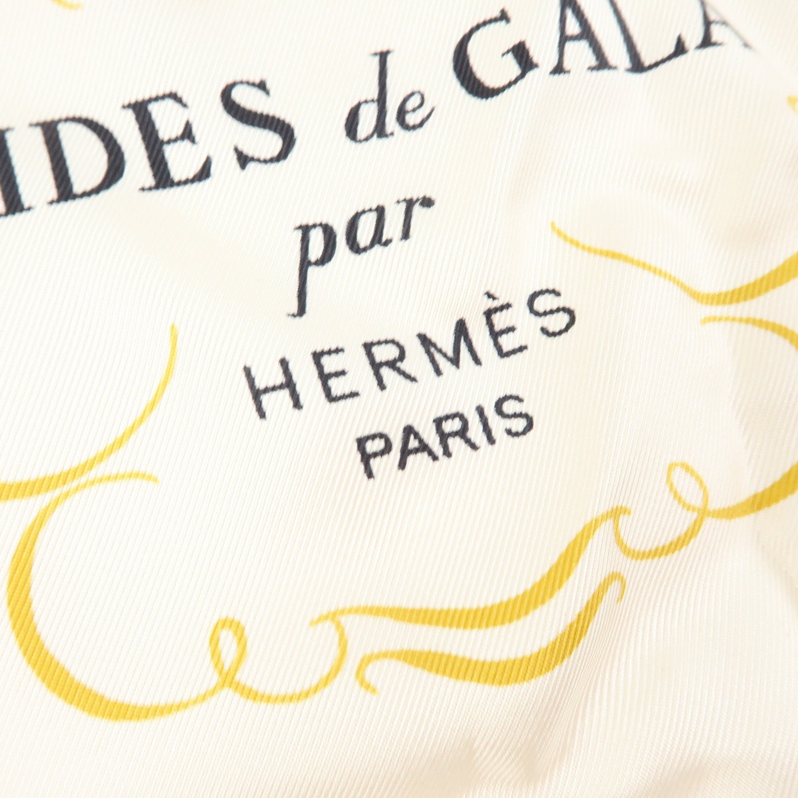 HERMES Carre 90 Silk 100% BRIDES DE GALA Scarf Black White Gold