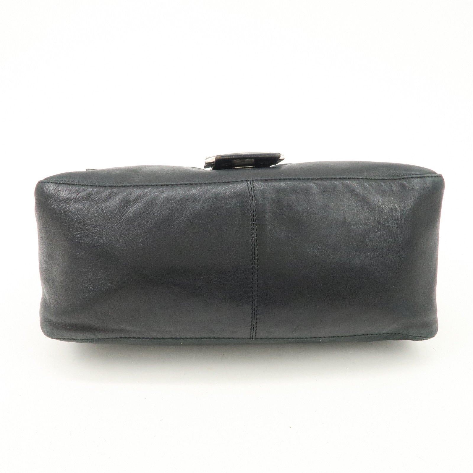 FENDI Mamma Baguette Leather Shoulder Bag Black 26325 Used