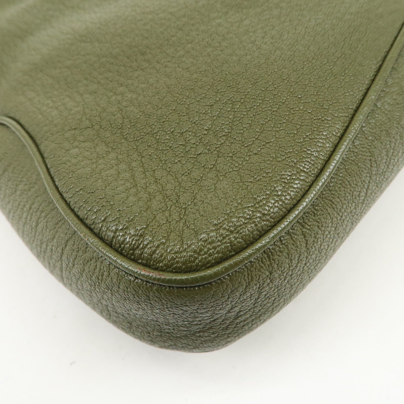 Ferragamo Logo Leather Shoulder Bag Hand Bag Khaki