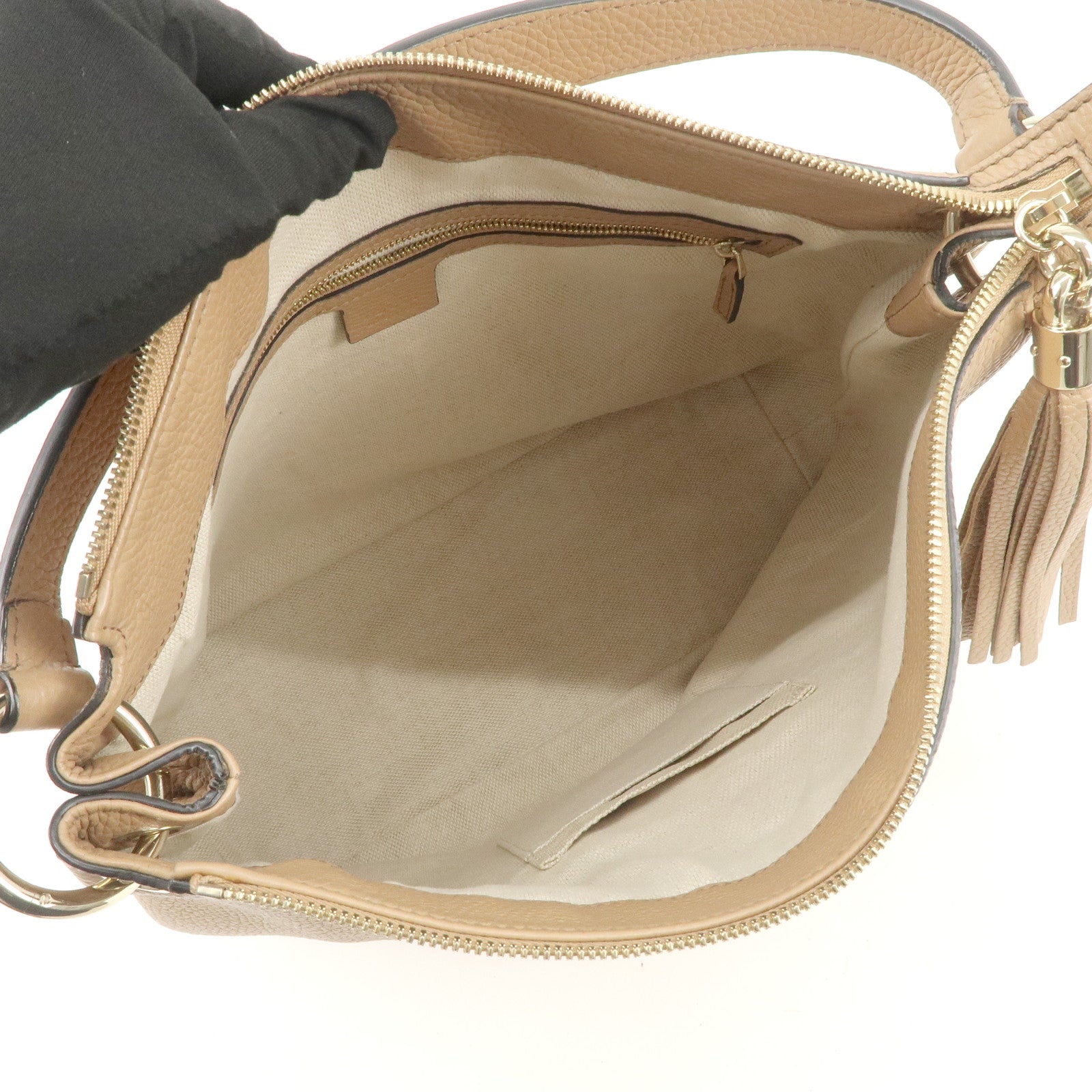 GUCCI SOHO Leather 2Way Bag Shoulder Bag Beige 408825