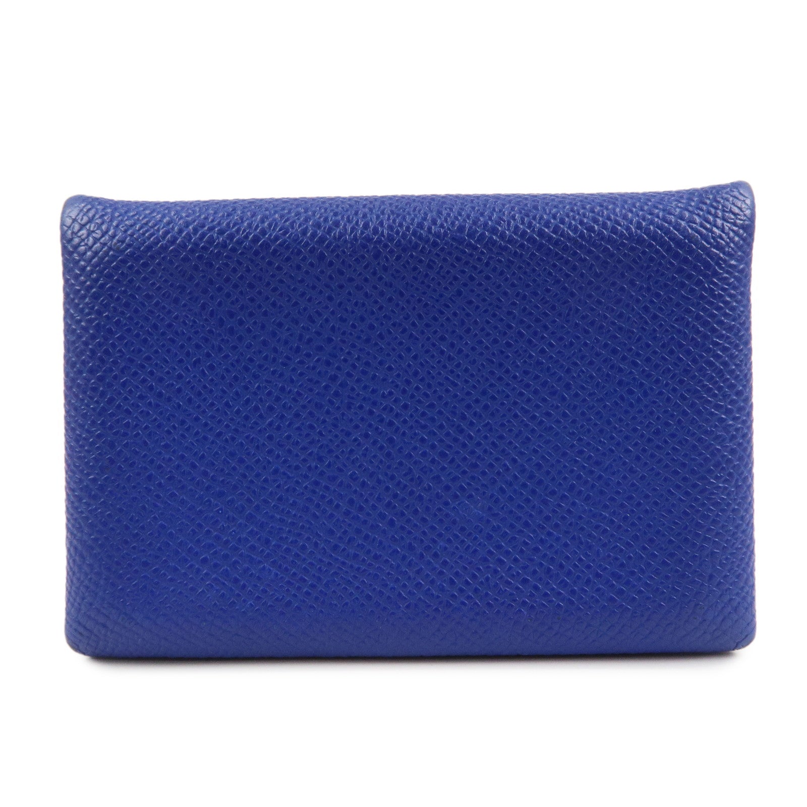 HERMES CALVI Veau Epsom Card Case Card Holder Z Stamped Blue