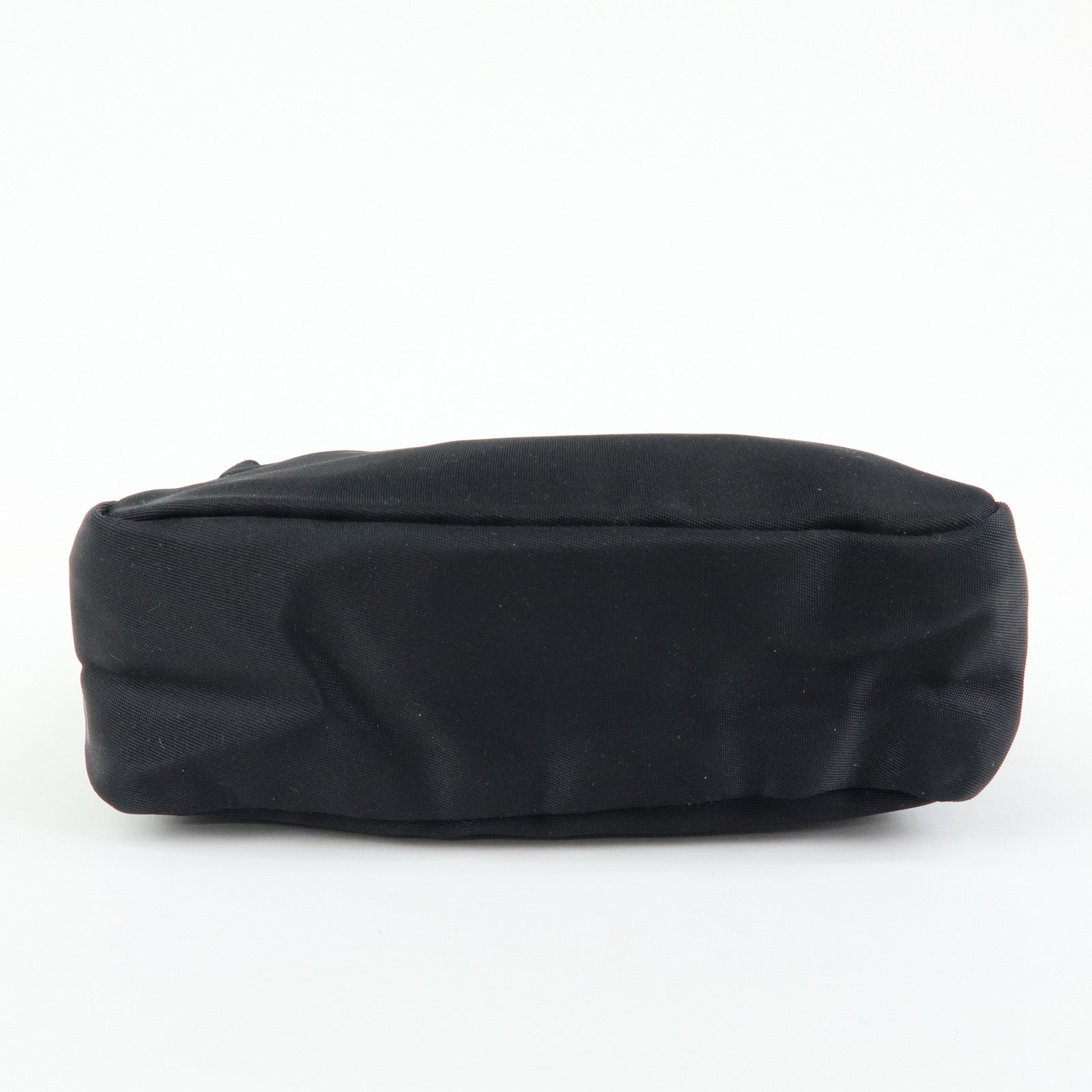 PRADA Triangle Logo Nylon Cosmetic Pouch Makeup Bag Black