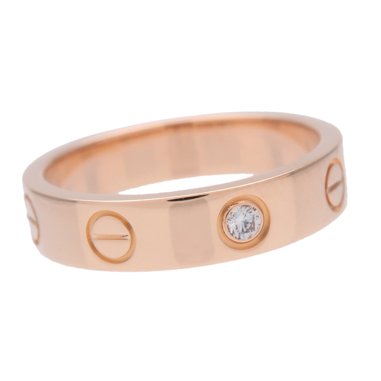 Cartier Mini Love Ring 1P Diamond #48 K18 750PG Rose Gold US4.5